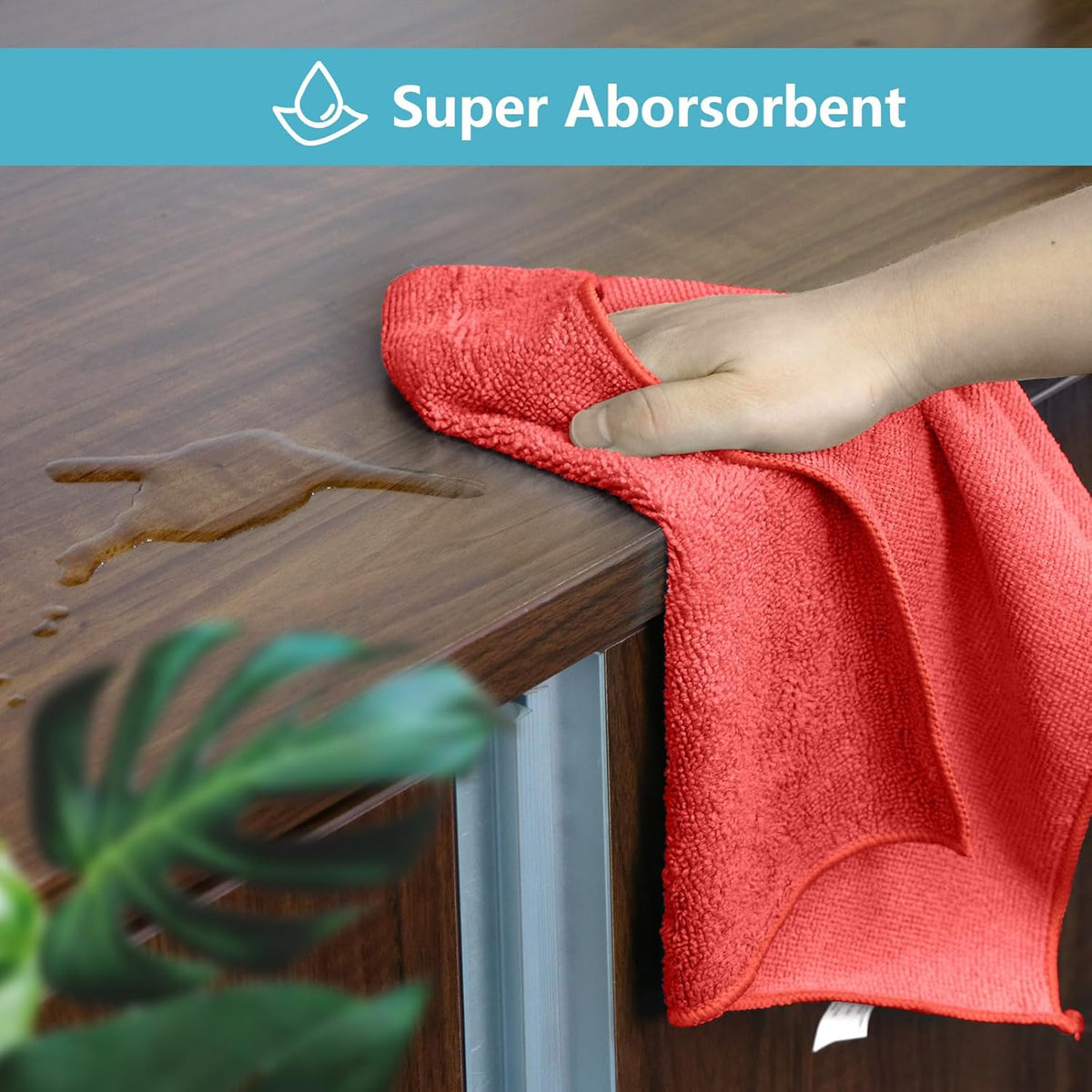 HOMEXCEL Red Microfiber Cleaning Cloth, 100 Pack Cleaning Towels for Kitchen, Lint Free