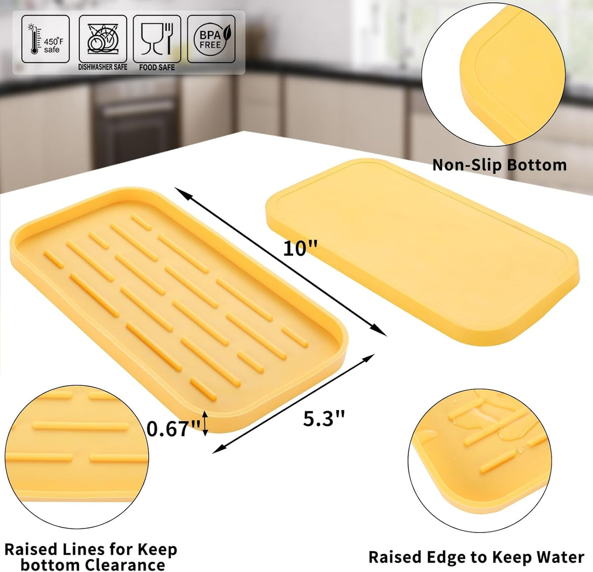 Silicone Kitchen Sink Organizer Tray for Multiple Usage,Easy Clean,Eco-Friendly Sponges Holder for