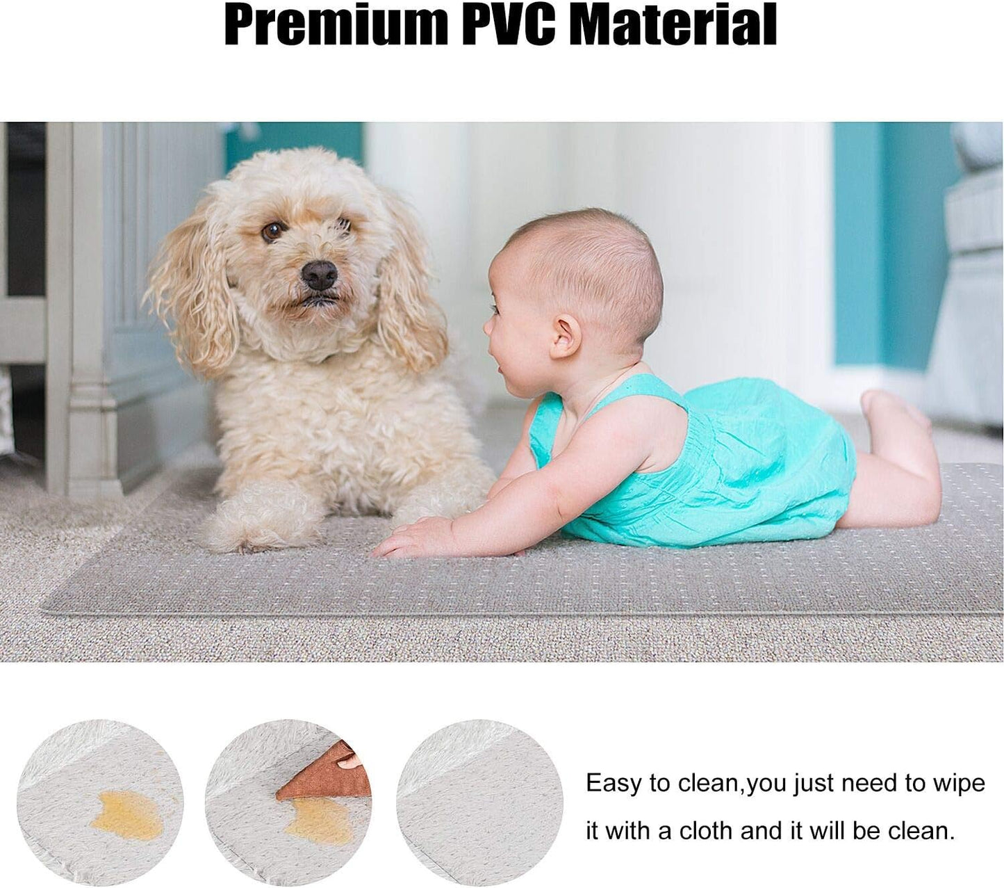 Kuyal Desk Chair Mat for Carpet, 46'' x 72'' Rectangle Transparent Mats for Chairs Good for Desks