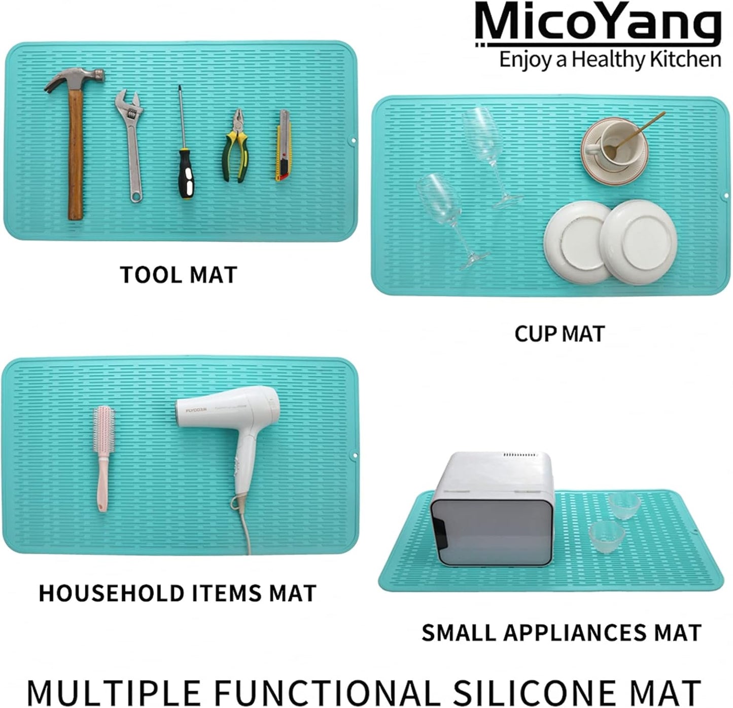 Silicone Dish Drying Mat for Multiple Usage,Easy clean,Eco-friendly,Heat-resistant Silicone Mat for