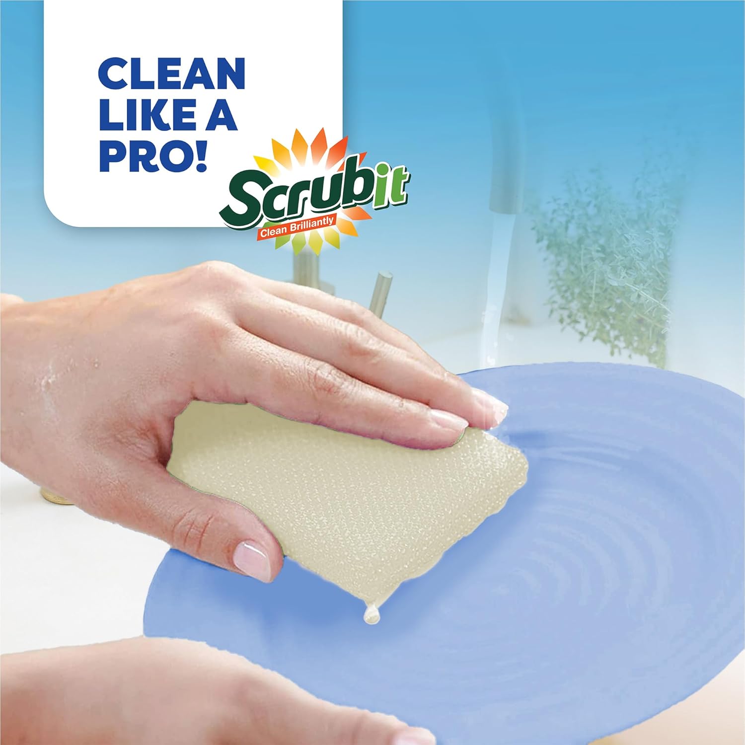 24 Pack Scrub Sponges Kitchen by SCRUBIT, Multi-Purpose Scouring Pads, Non-Scratch Cleaning Sponges