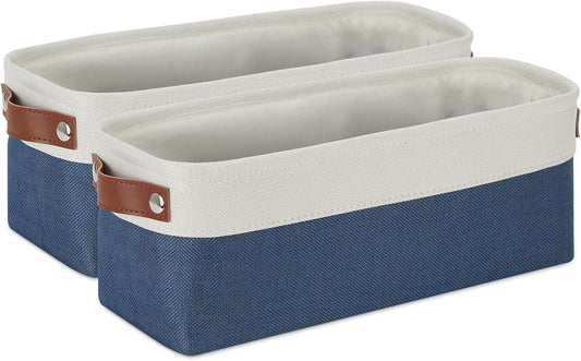DULLEMELO Toilet Paper Baskets for Storage 15"x6"x5.5" Small Rectangular Baskets for Towels [2