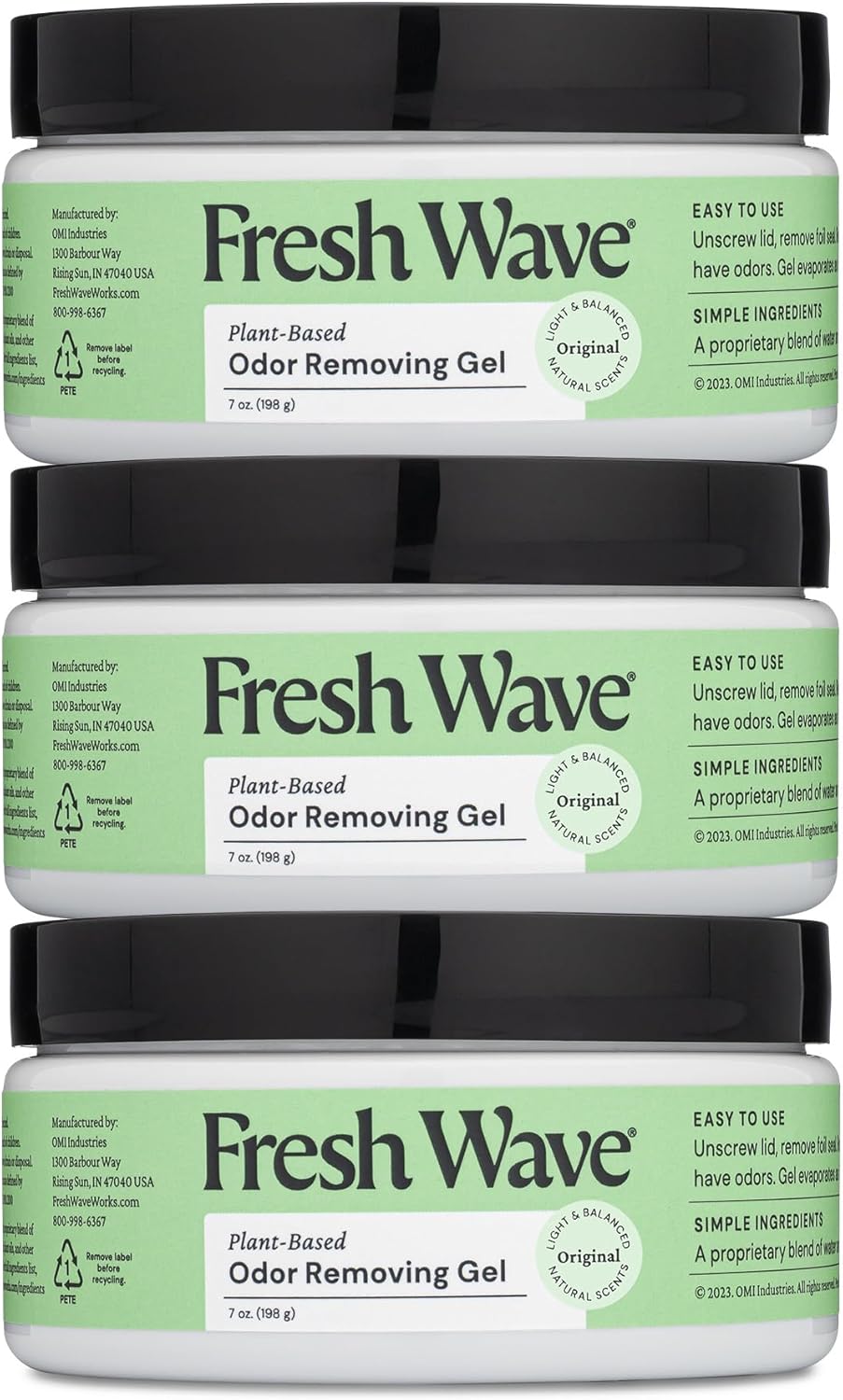 Fresh Wave Odor Removing Gel, 7 oz., Pack of 3 - Odor Absorbers for Home, Safer Odor Relief