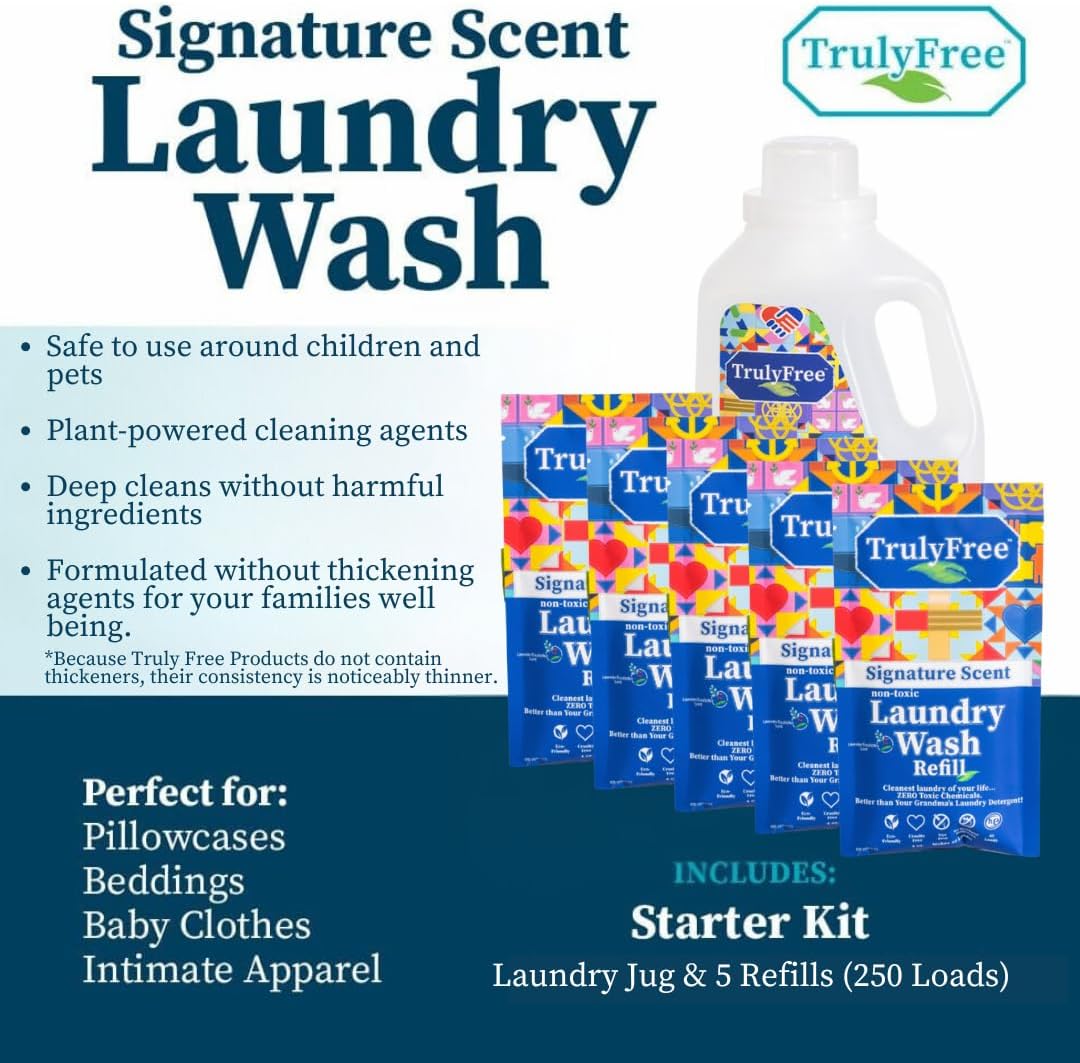 Truly Free Natural Laundry Detergent for Sensitive Skin | Eco Friendly, Plant Based, Baby Clothes