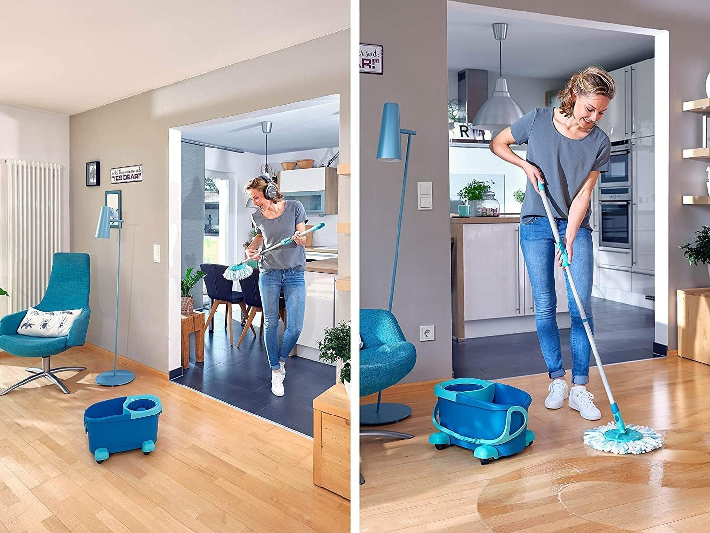 Leifheit Clean Twist Spin Mop and Bucket Set with Rollers | Telescopic Handle, 360° Joint, Spin-Dry