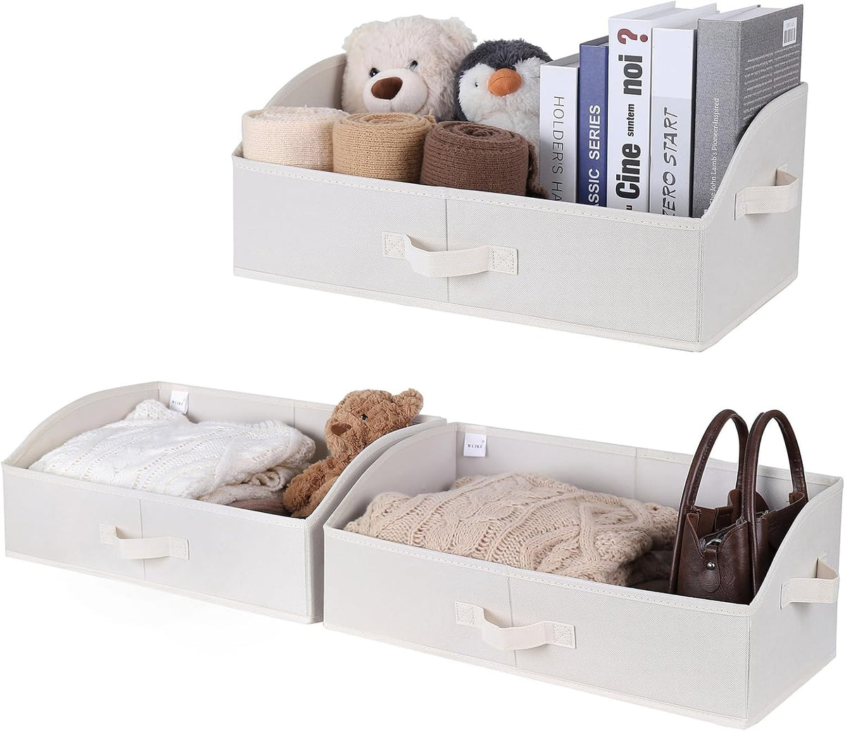 WUIKE 3 Pack Extra Large Closet Storage Bins with Handles, Fabric Trapezoid Storage Binsr for