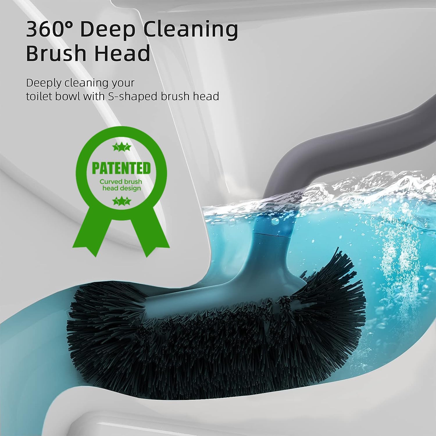 HAMITOR Toilet Bowl Brush Holder Set: Bathroom Deep Cleaning Toilet Cleaner Scrubber Under Rim with