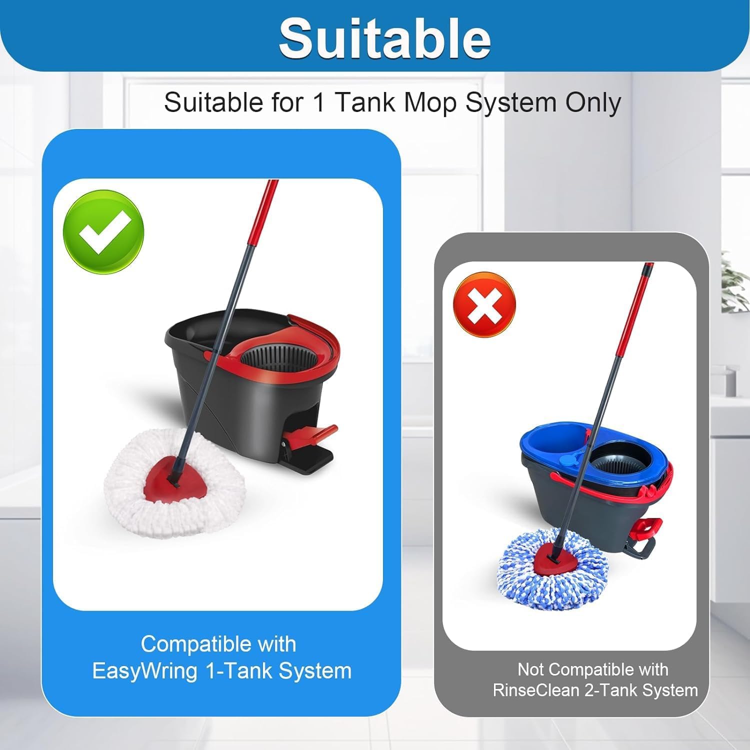 4 Pack Spin Mop Replacement Head Compatible with O Cedar EasyWring 1 Tank Microfiber, 30-58"