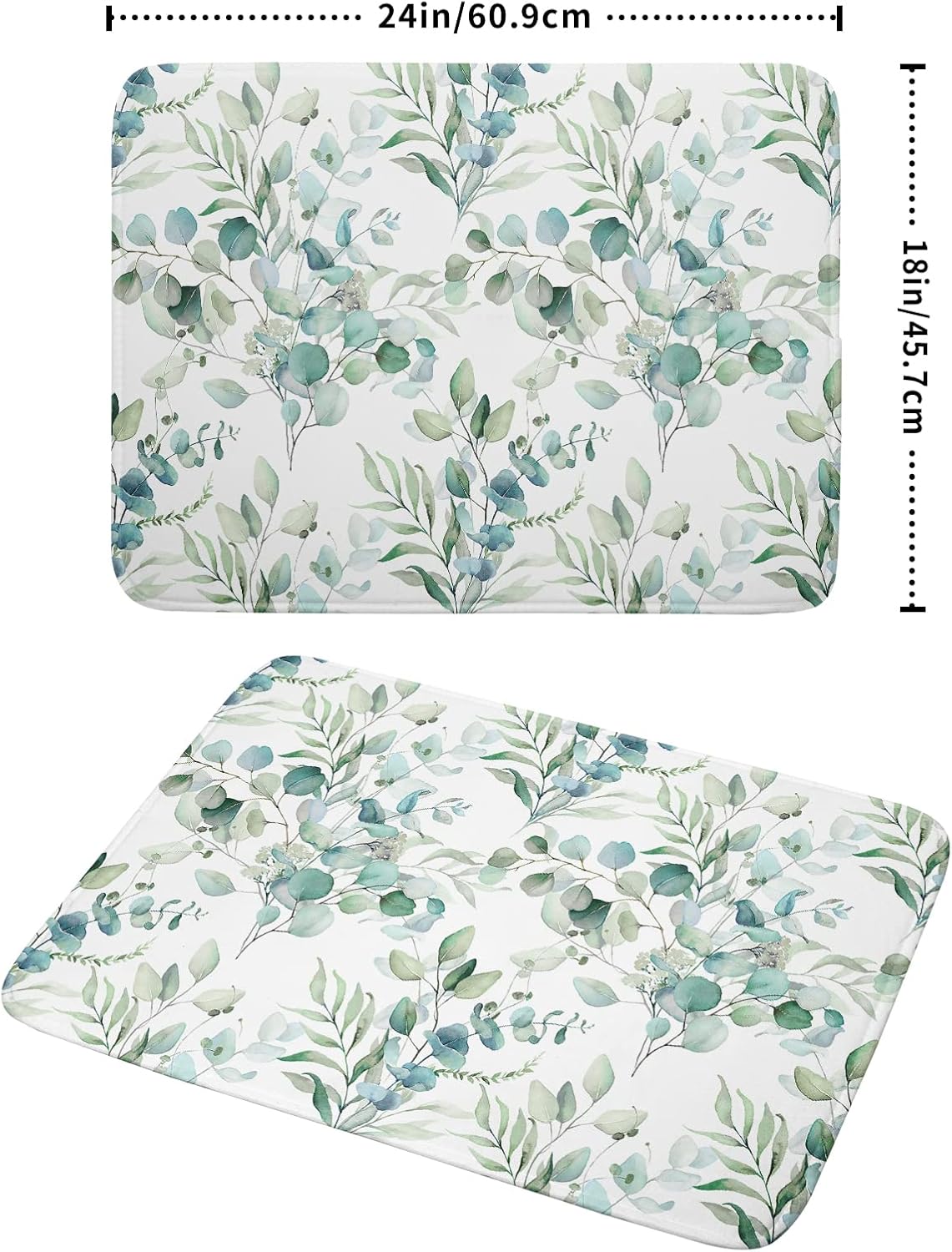 Sage Green Leaves Dish Drying Mats for Kitchen Counter 18x24 Inch, Leaves Kitchen Drying