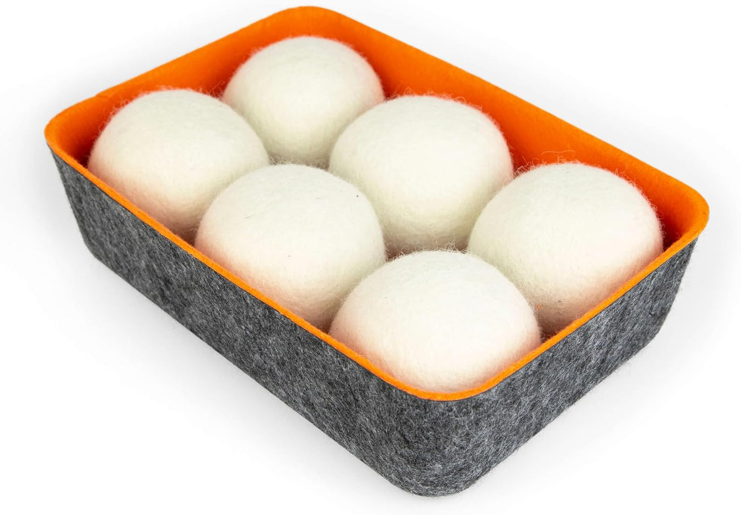 Three by Three Seattle Felt·Like·it!™ Wool Dryer Balls + Storage Bin: Reduce Drying Time, Static
