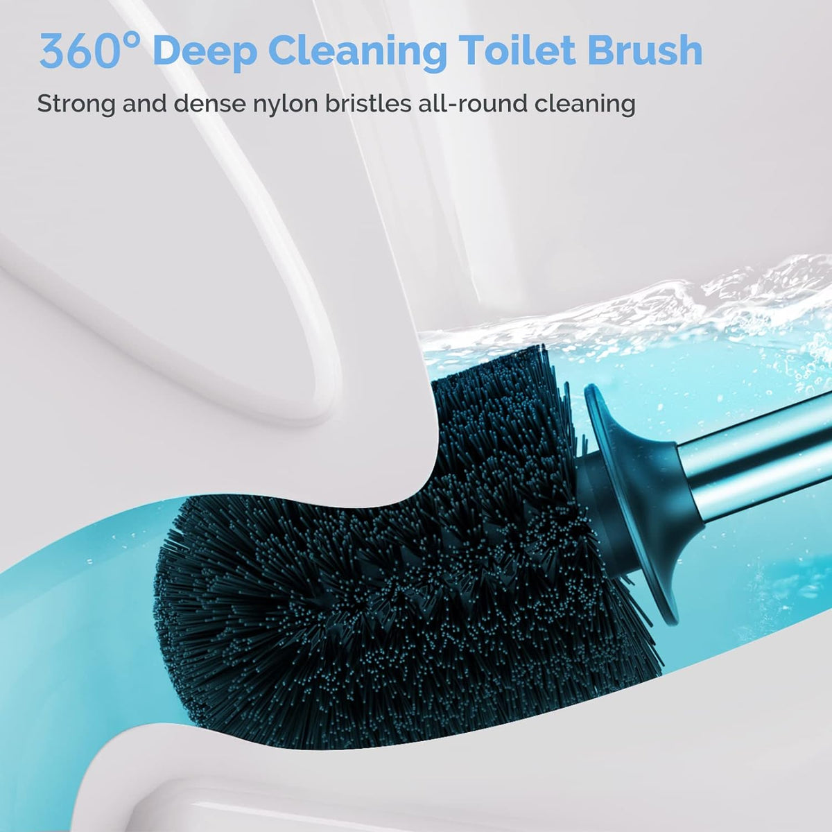 HAMITOR Toilet Plunger and Bowl Brush Set: 2 in 1 Stainless Steel Heavy Duty Toilet Cleaner Plunger