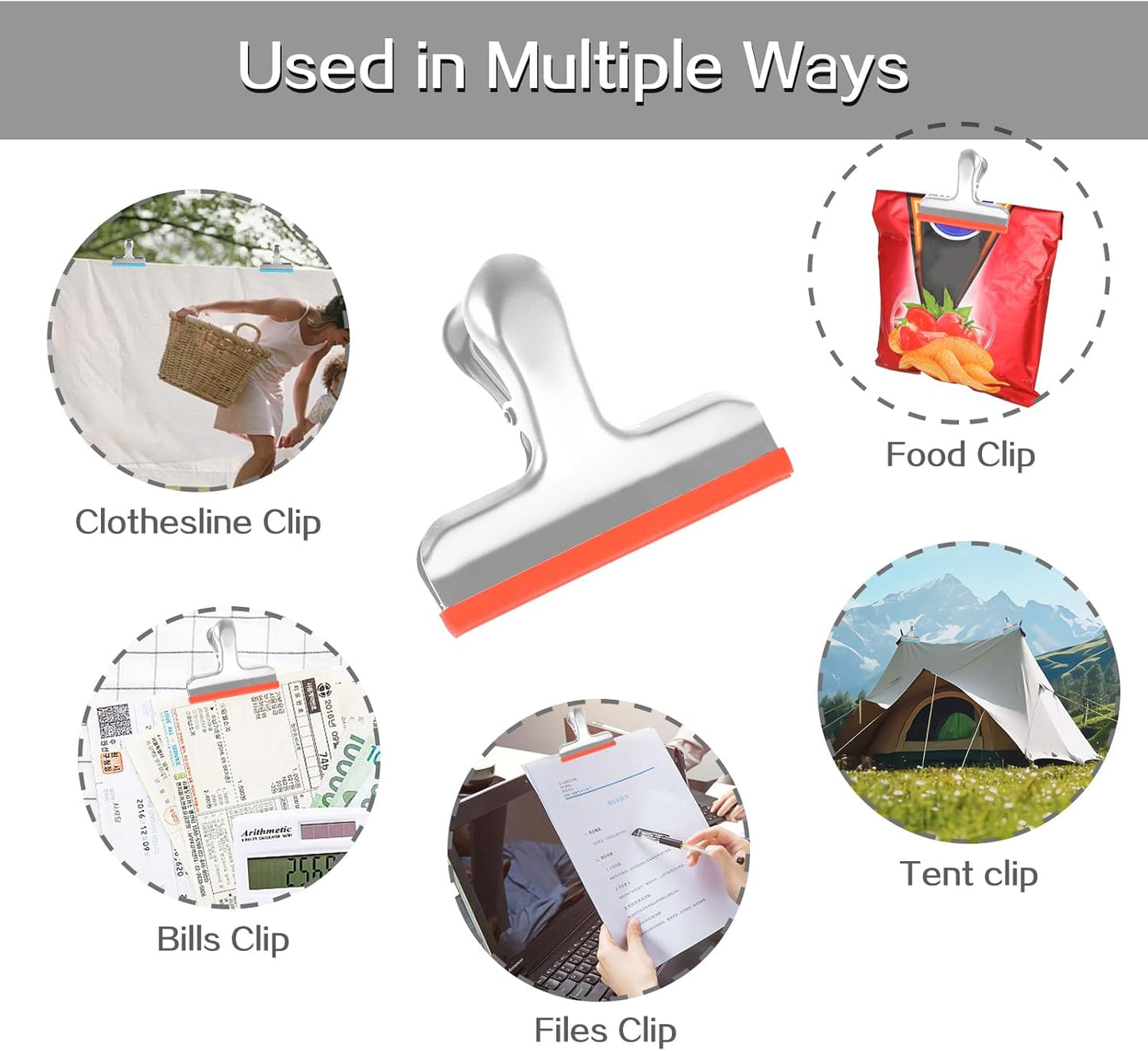 HOUSE AGAIN 12 Small Pack Stainless Steel Chip Bag Clips Covered with Silicone - NO More Sharp
