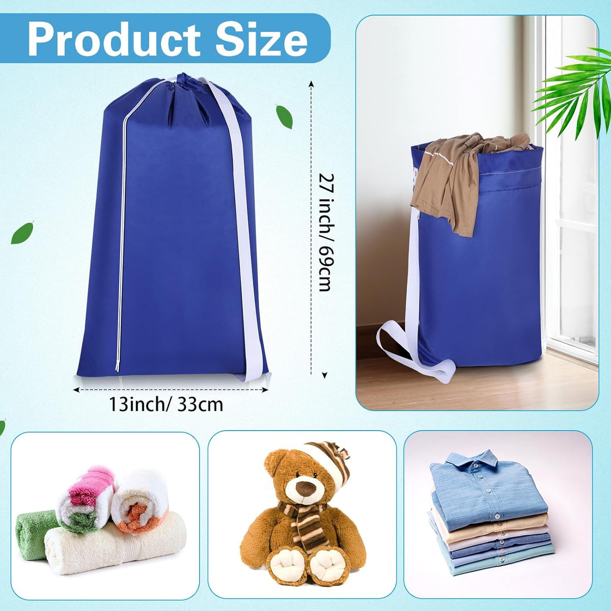 10 Pcs Nylon Extra Large Laundry Bag with Strap Travel Laundry Bags with Drawstring Closure