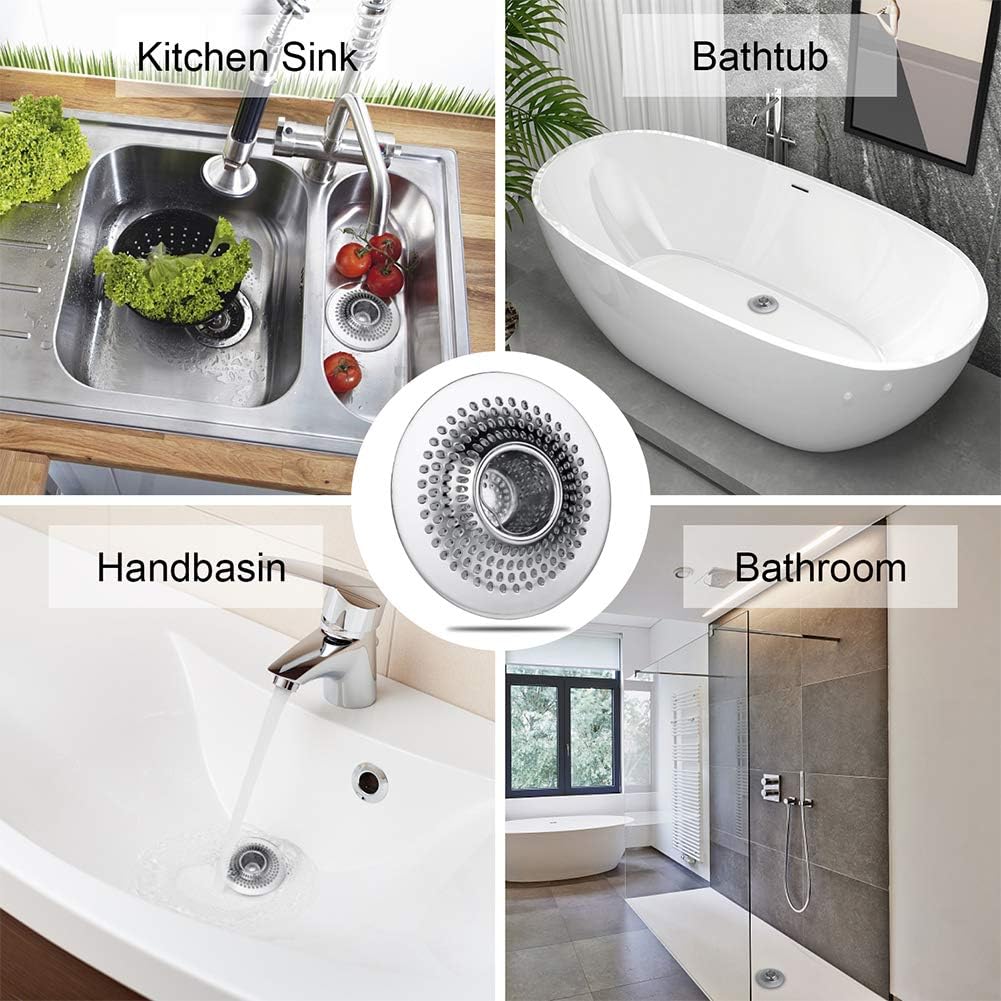MFTEK Drain Hair Catcher Tub Drain Protector, Stainless Steel Bathtub Shower Drain Hair Stopper