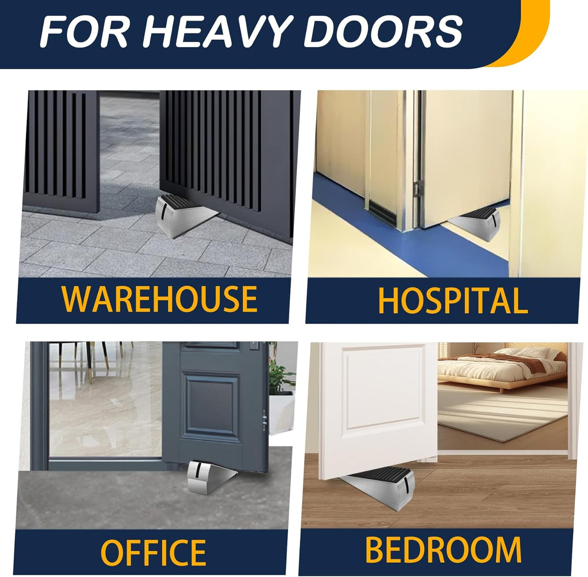 Heavy Duty Door Stopper Adjustable Spring Large Stoppers Wedge, Tall up to 3 Inches Doorstop