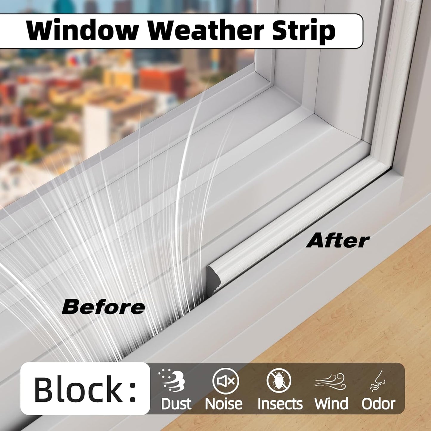 3Pcs×196" Wedge Weather Stripping Door Seal Strip for Door Frame & Window,Self Adhesive Window