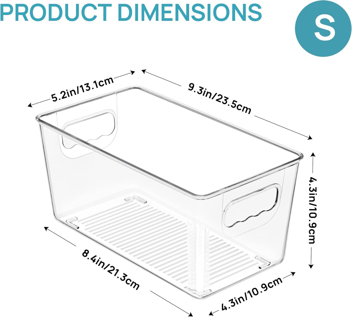 Vtopmart Clear Plastic Pantry Organizer Bins, 6 PCS Food Storage Bins with Handle for Refrigerator