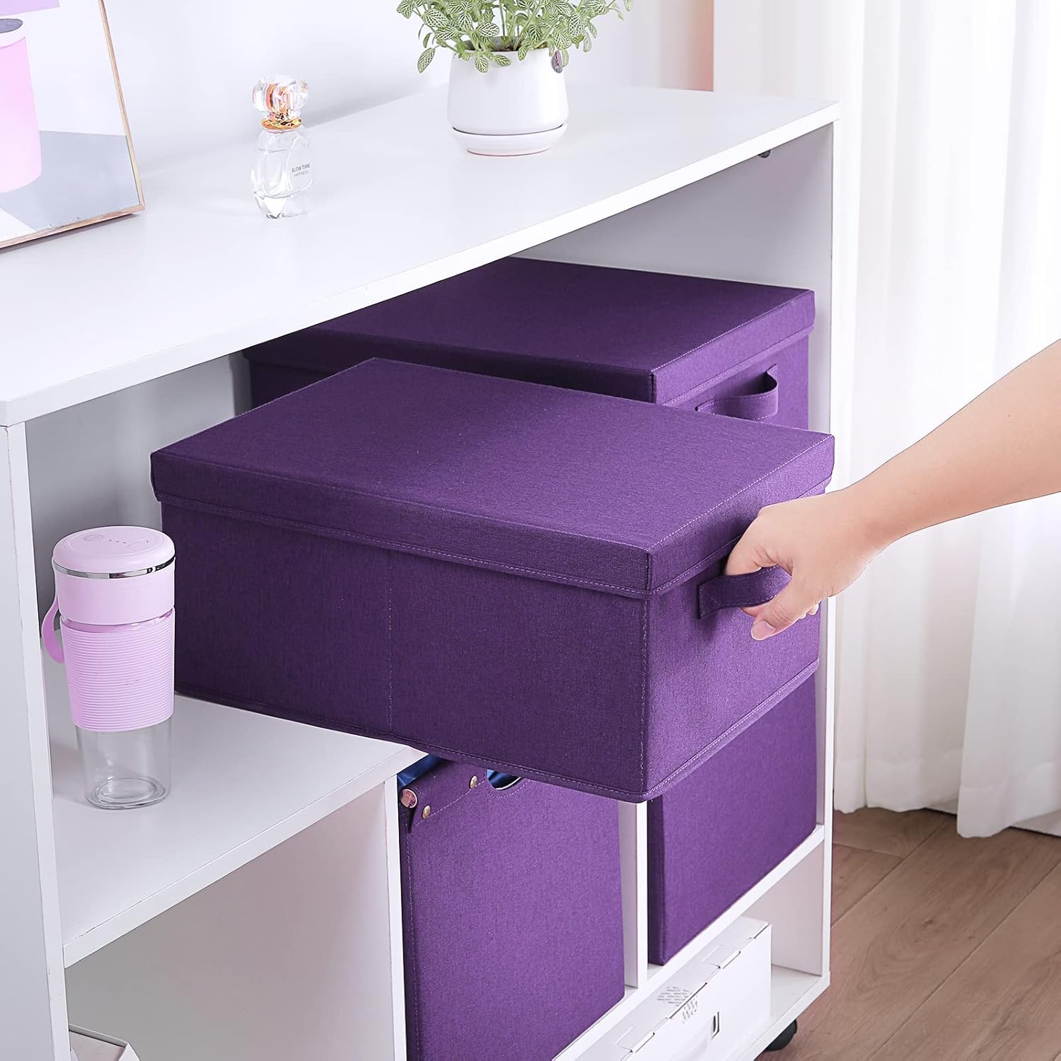HOONEX Storage Bins with Lids for Organizing, Pack of 2, Storage Boxes with 2 Carry Handles and