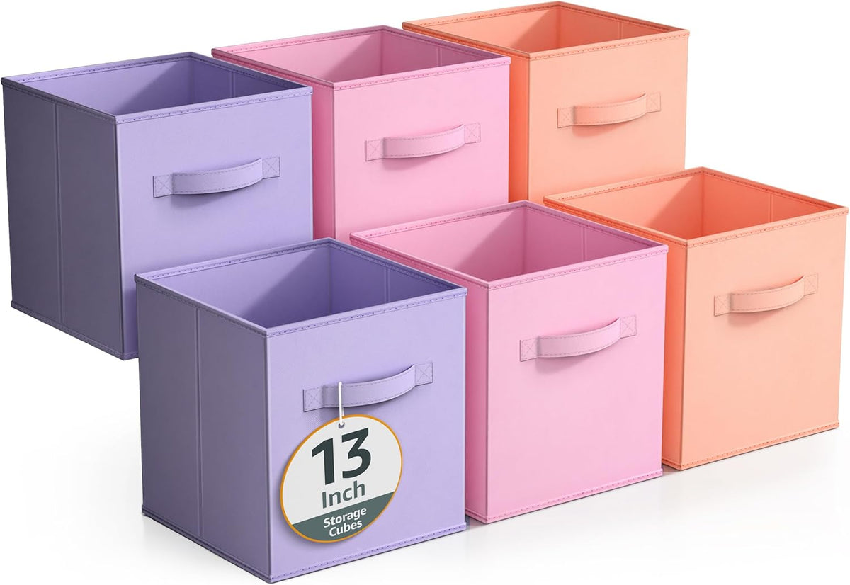 Sorbus Fabric Storage Cubes - 6 Foldable Storage Bins for Organizing Pantry, Cubbies, Toy Box