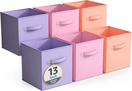 Sorbus Fabric Storage Cubes - 6 Foldable Storage Bins for Organizing Pantry, Cubbies, Toy Box