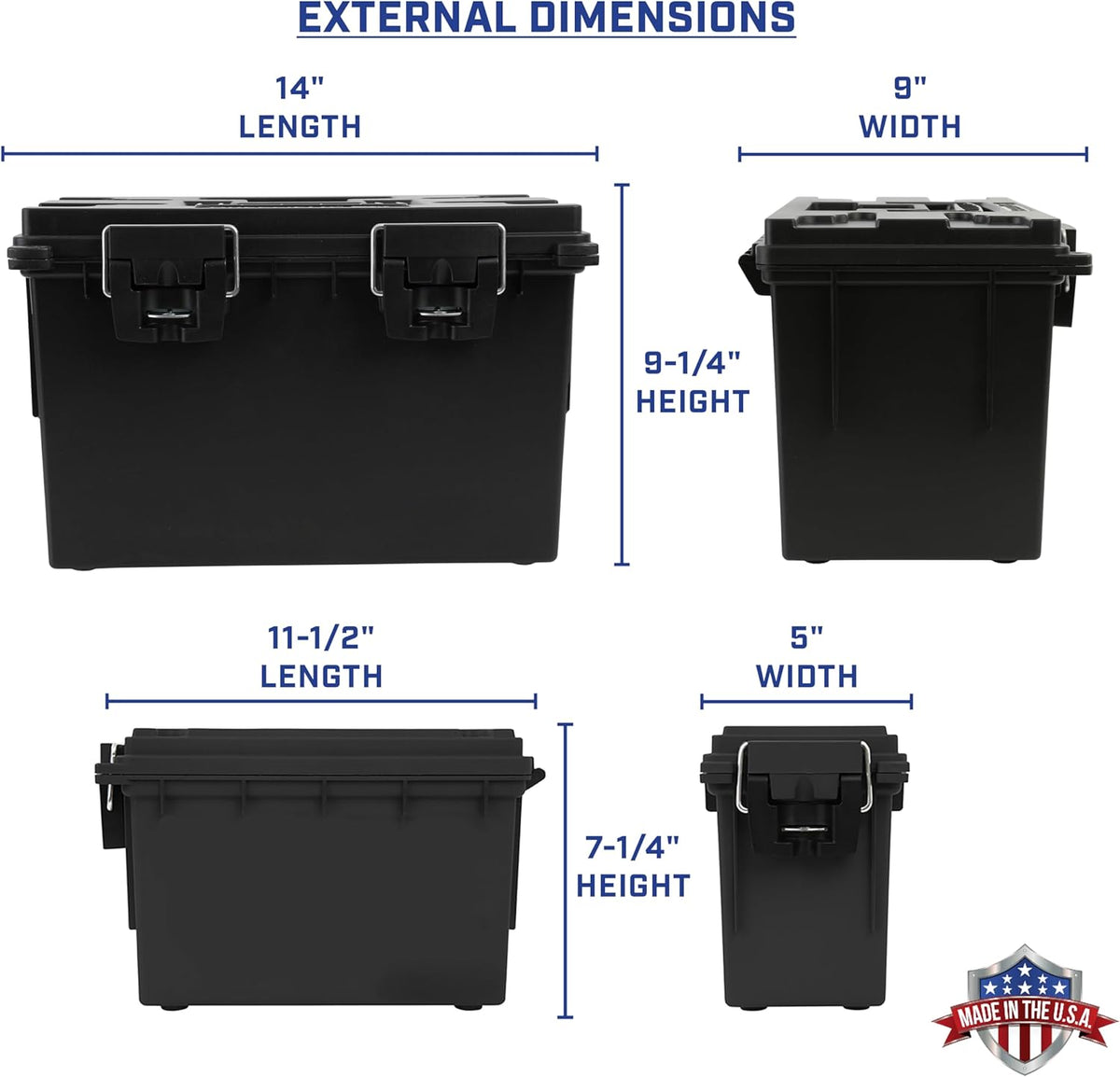 Sheffield 12706 Storage Bins With Lids, 2-Pack Stackable Storage Bins, Made in USA, Lockable and