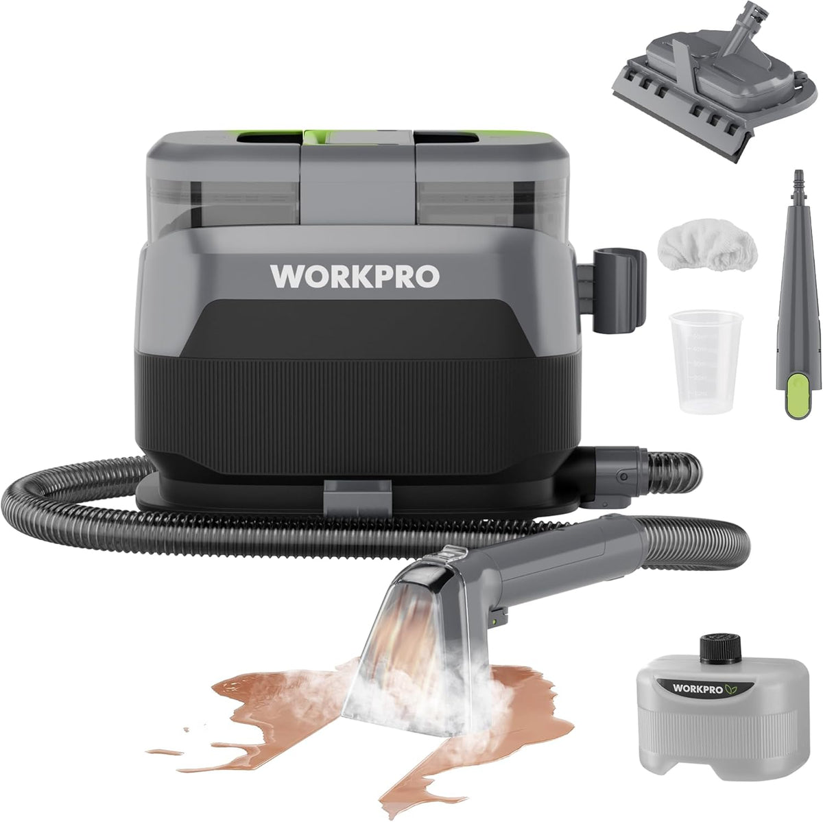WORKPRO Steam Portable Carpet and Upholstery Cleaner, 16KPa Upholstery Cleaner Machine with Steam &