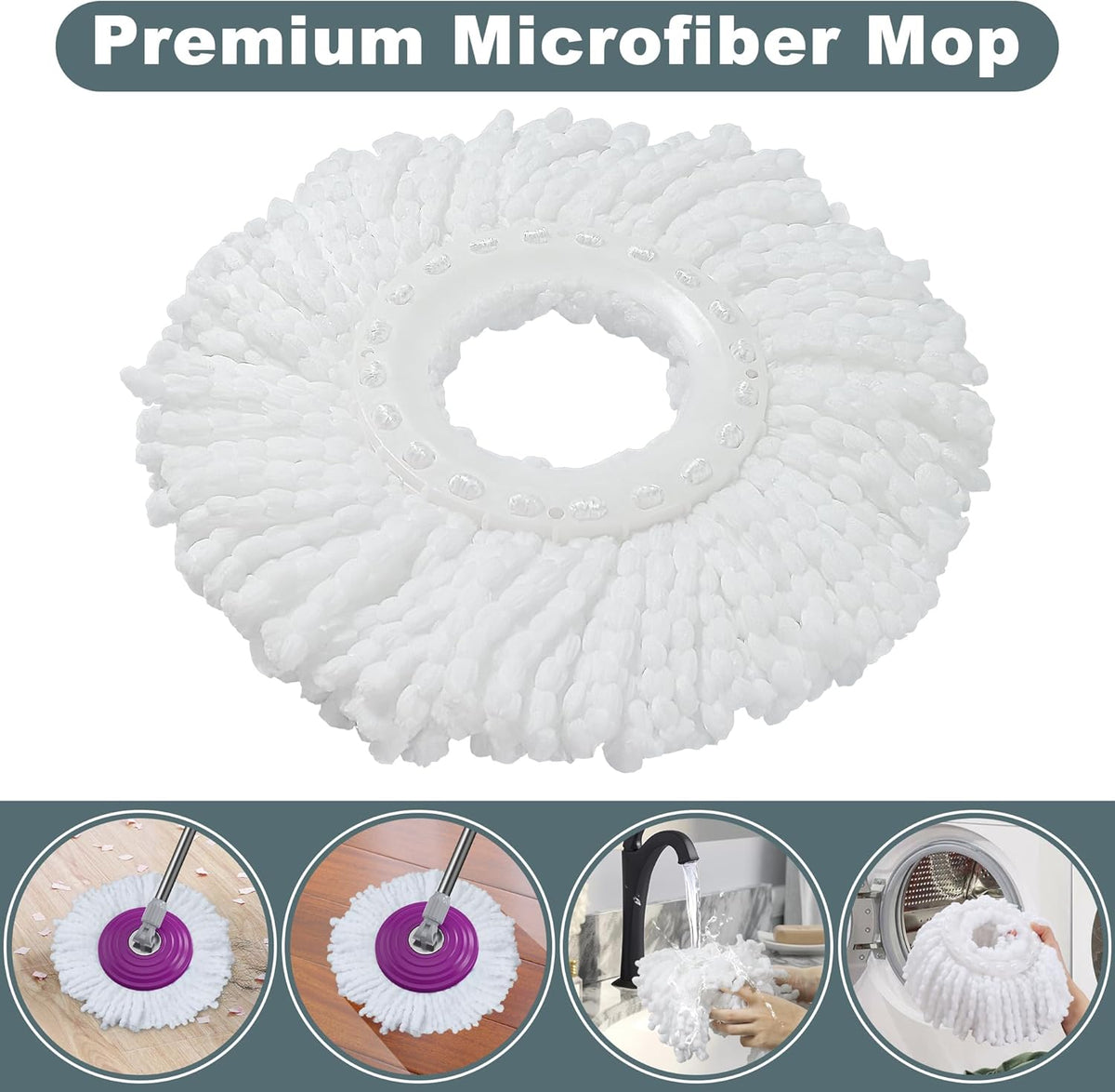 Dual Compartment Spin Mop and Bucket, Mop and Bucket with Wringer Set,360°Rotating Spinning Mopping