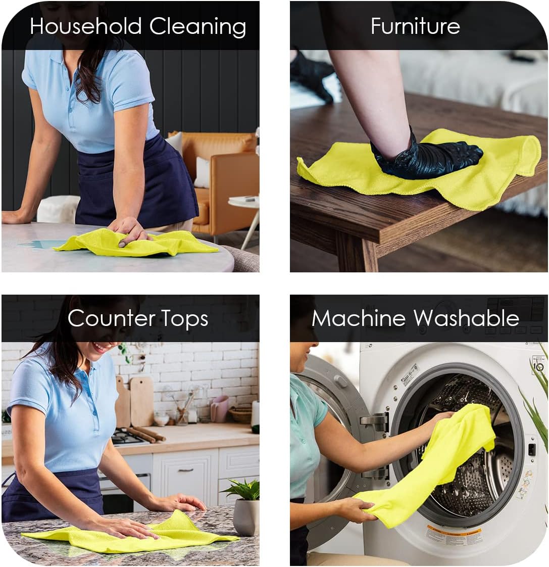 Avalon Towels Microfiber Cleaning Cloths (Value Pack of 48) Size 16" x 16", Highly Absorbent