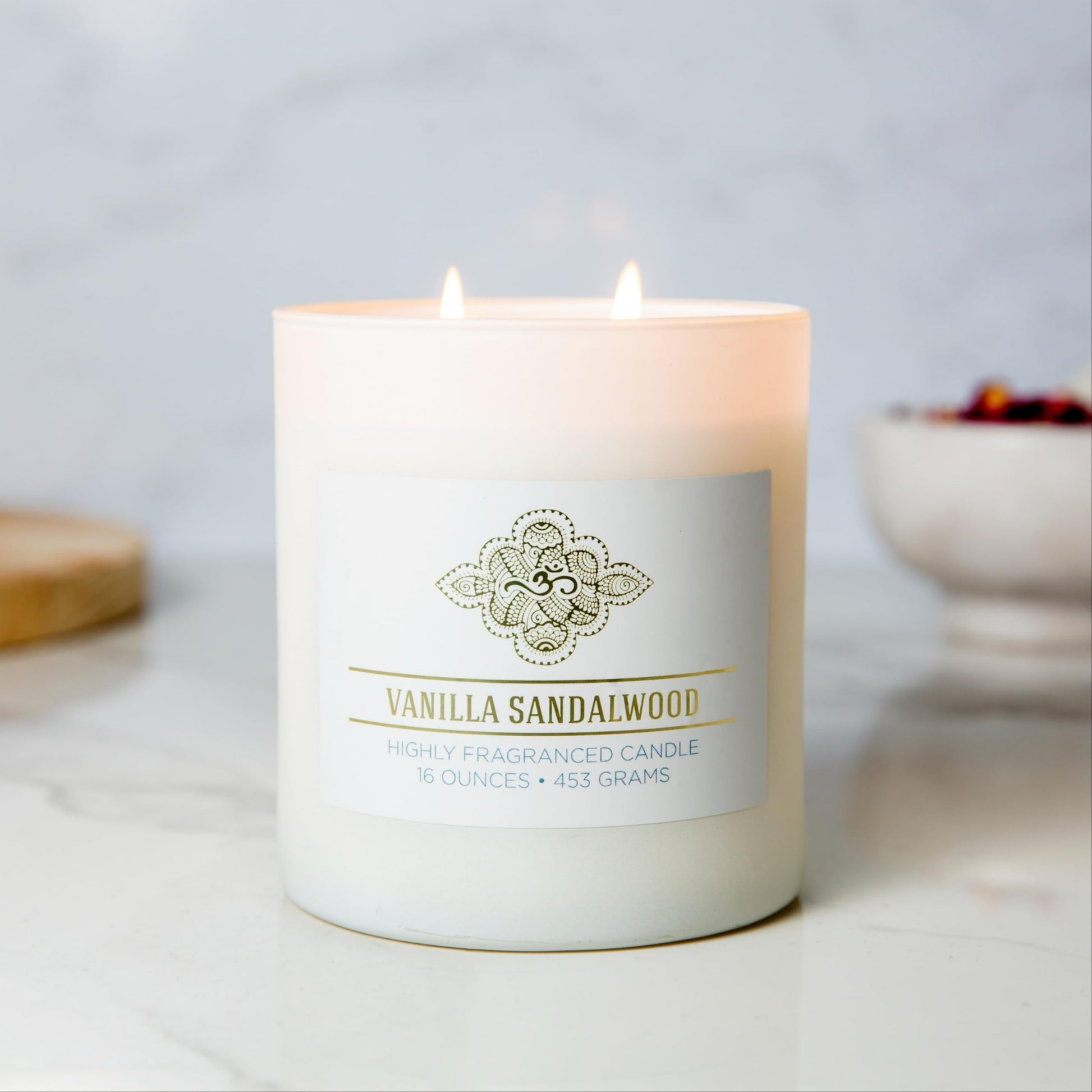 Carolina Vanilla Sandalwood Scented Candle, 16 oz Wellness Relaxing Aromatherapy Candle, 2 Wick