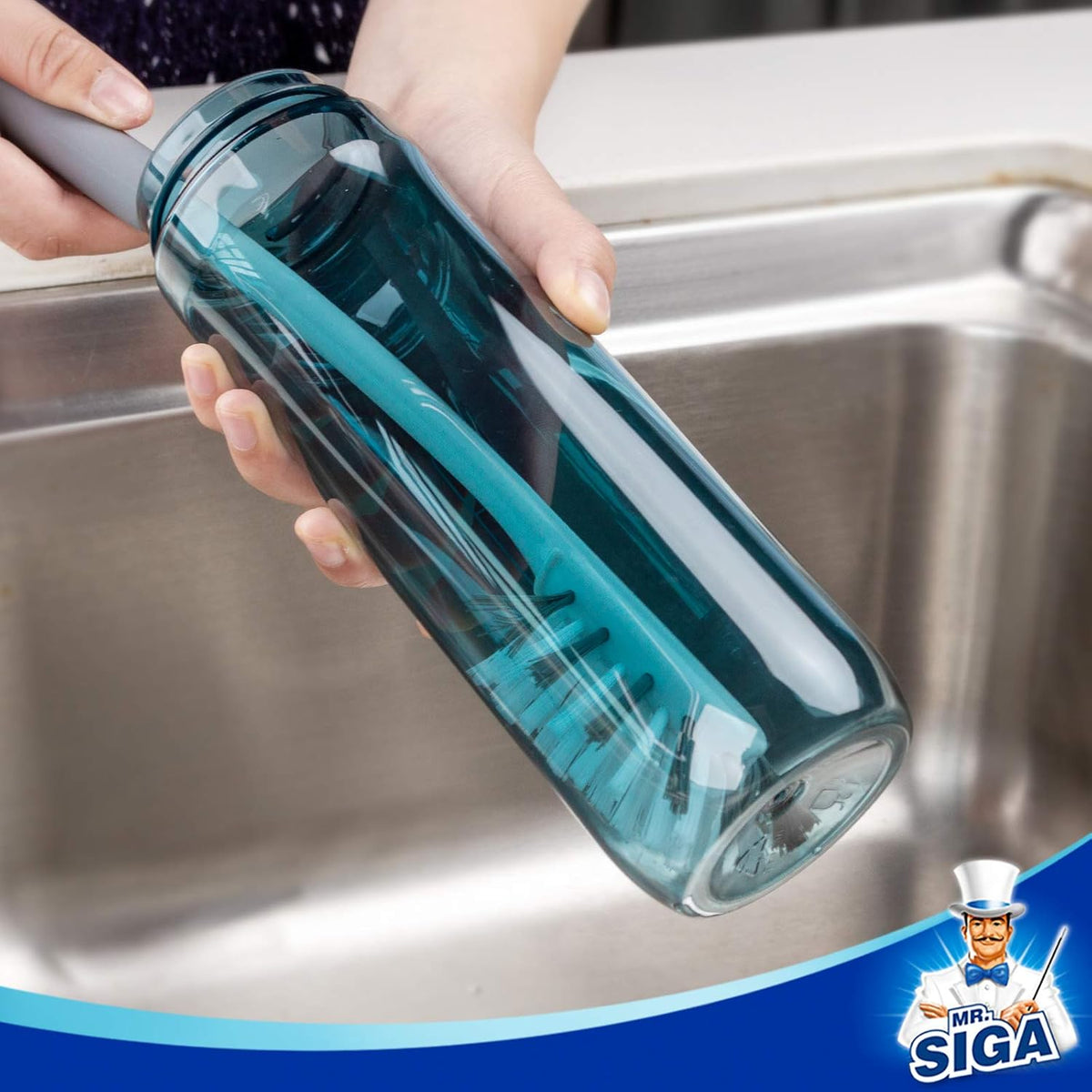 MR.SIGA Water Bottle Brush Cleaning Set with Storage Holder, Cleaning Brushes for Tumbler, Straw
