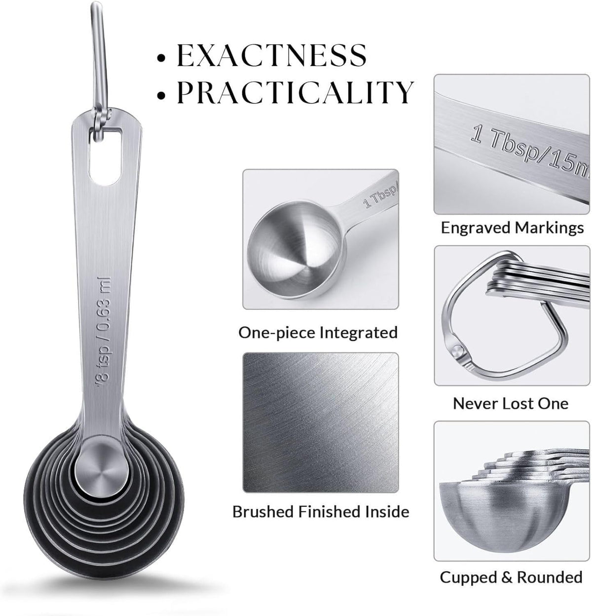 9PCS Measuring Spoons Set Stainless 1 tbsp, 1/2 tbsp, and 1-1/16tsp Steel Measuring Spoons for