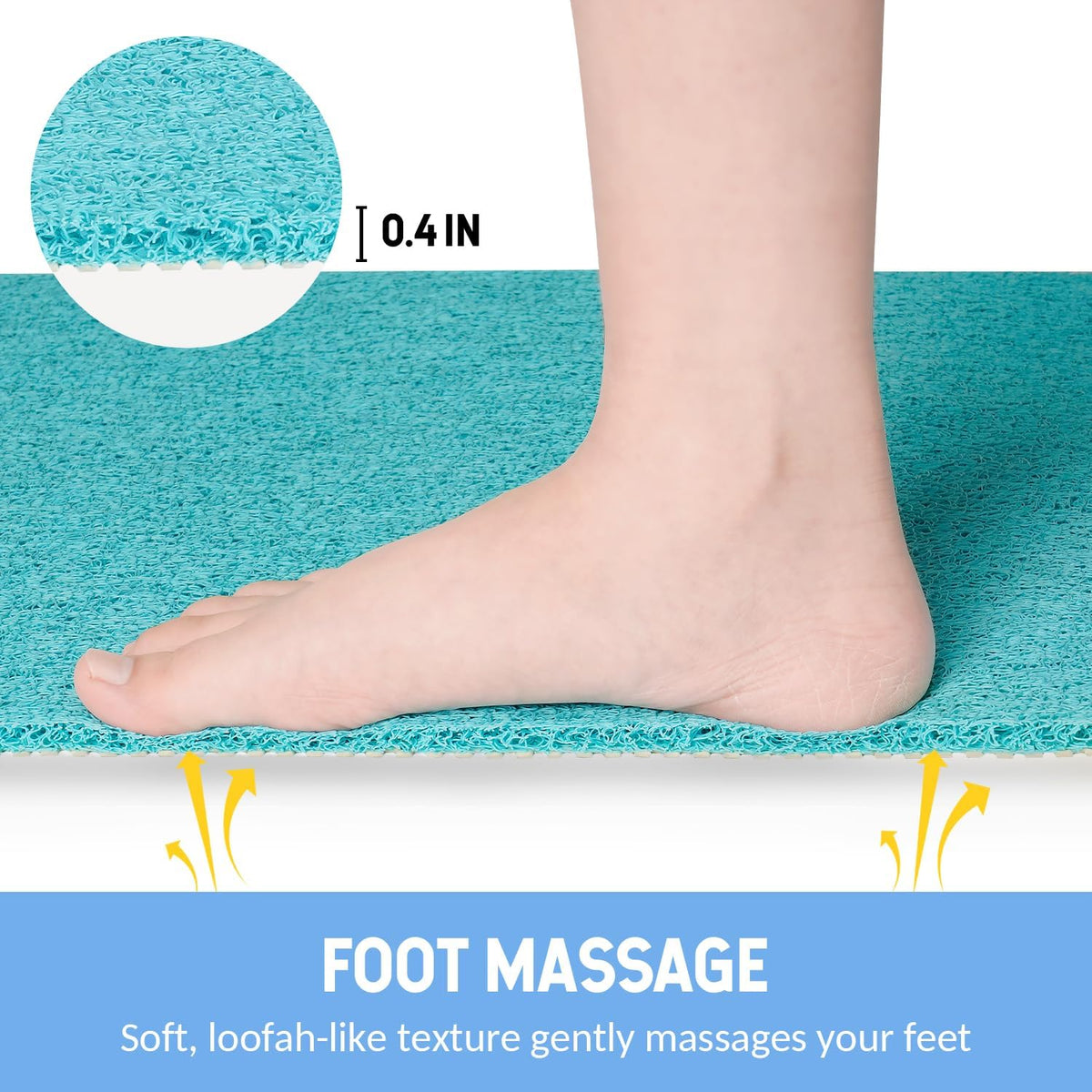 Non-Slip Bathtub Mat, Anti Slip Shower Mat, Fast Drying Bathtub Mats, Foot Scrubber Mat, Anti Slip