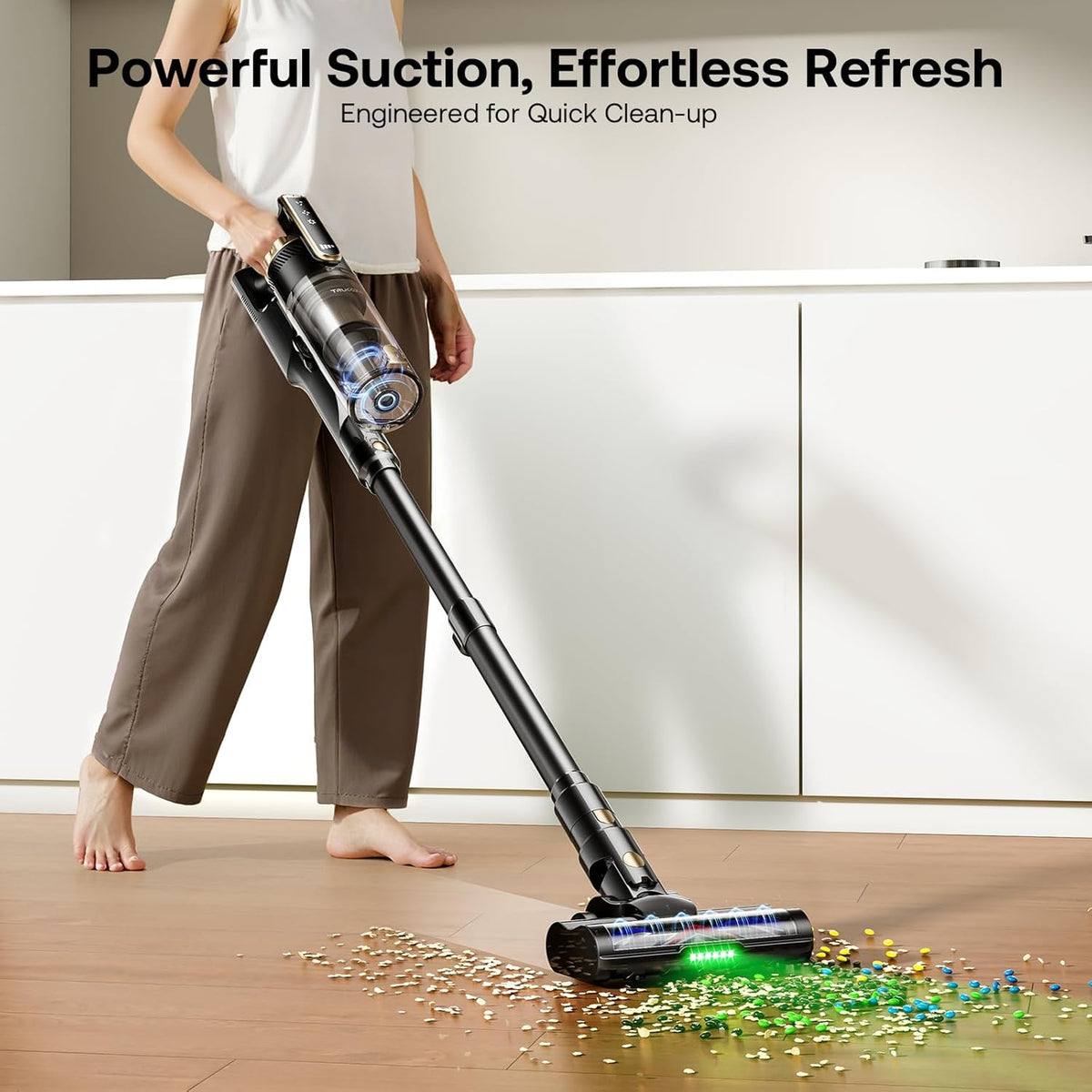Trucozie Cordless Vacuum Cleaner with Self-Standing, 50 mins Runtime Lightweight Stick Vacuum with