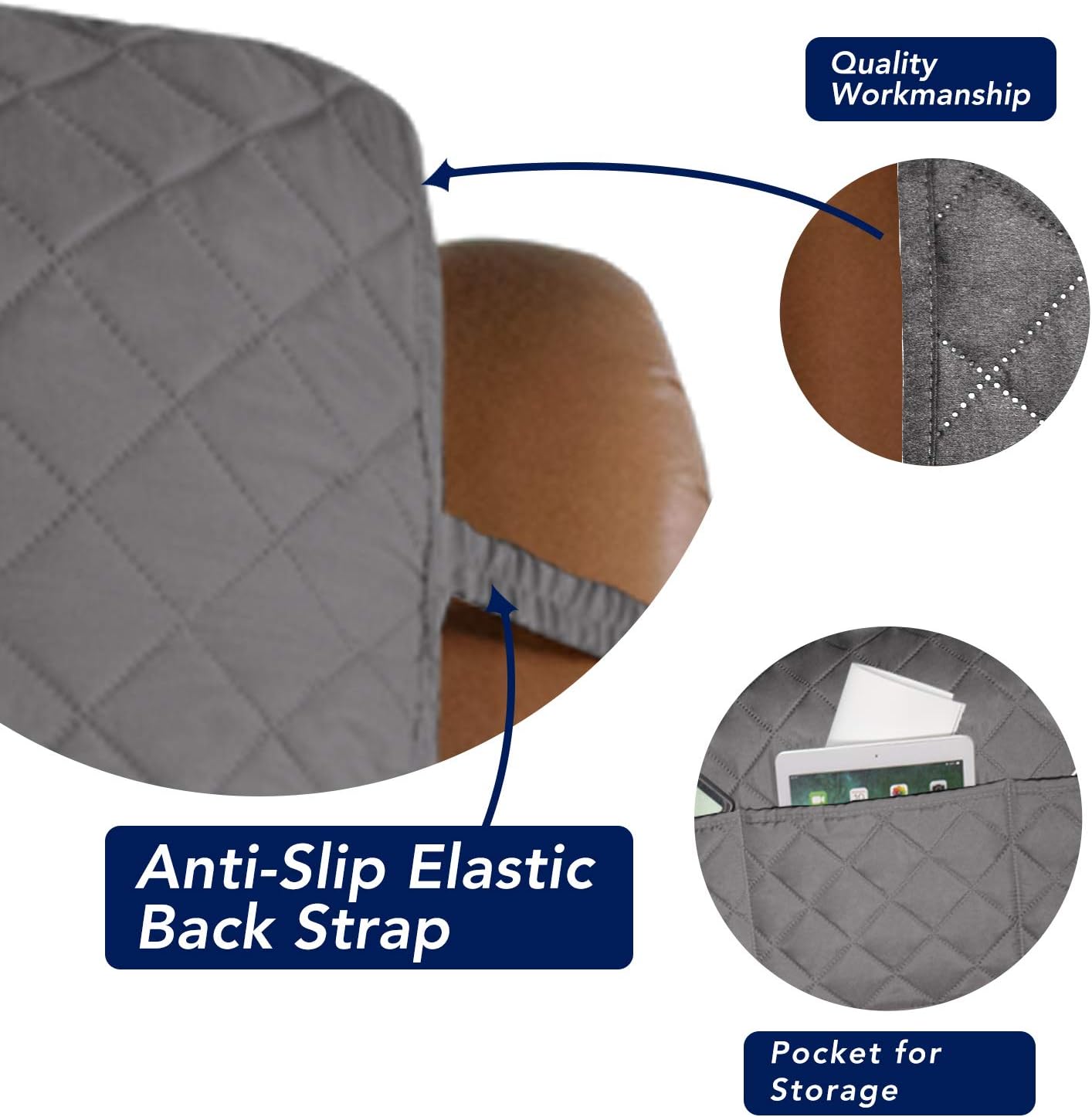 PureFit Reversible Quilted Sofa Cover, Water Resistant Slipcover Furniture Protector, Washable