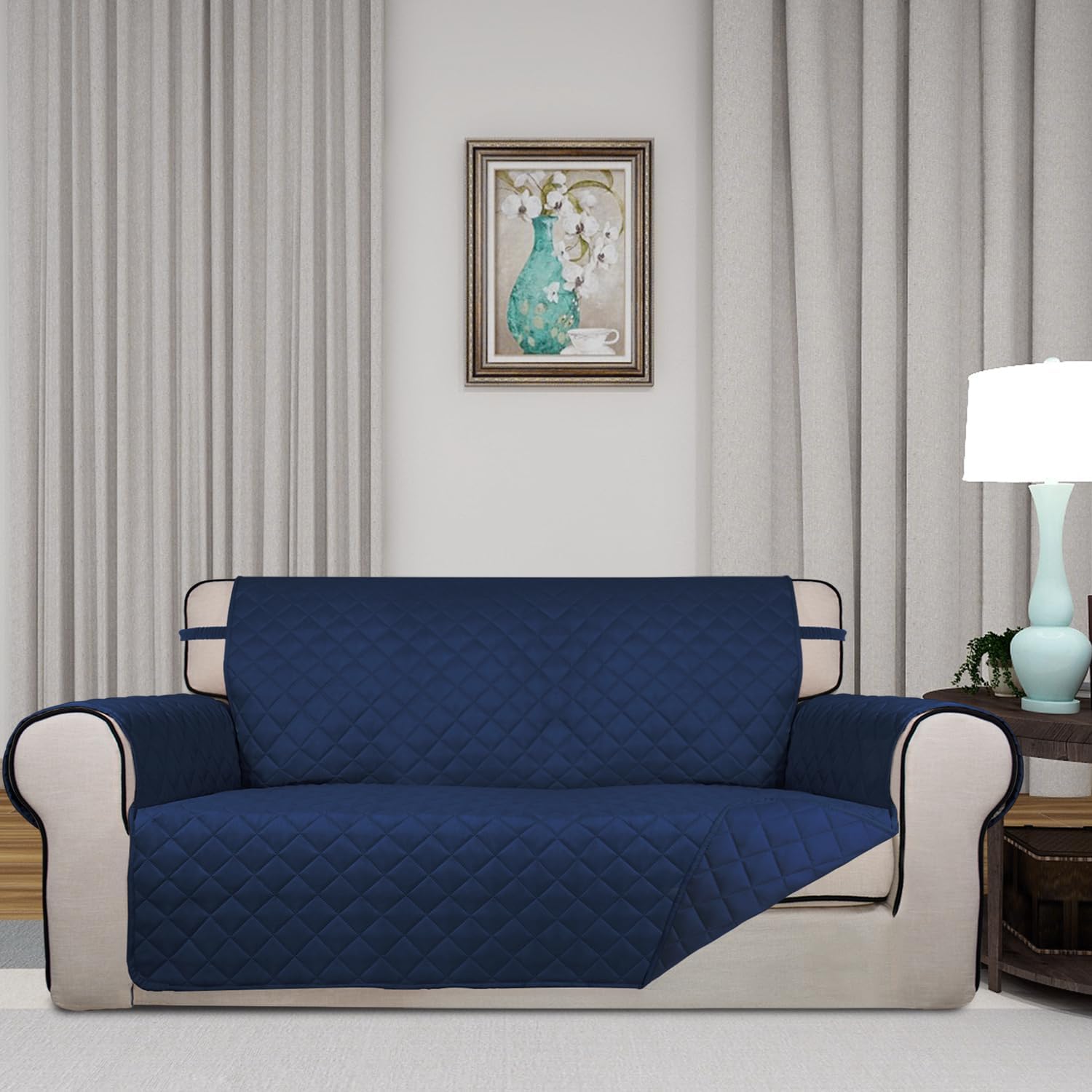 PureFit Reversible Quilted Sofa Cover, Water Resistant Slipcover Furniture Protector, Washable