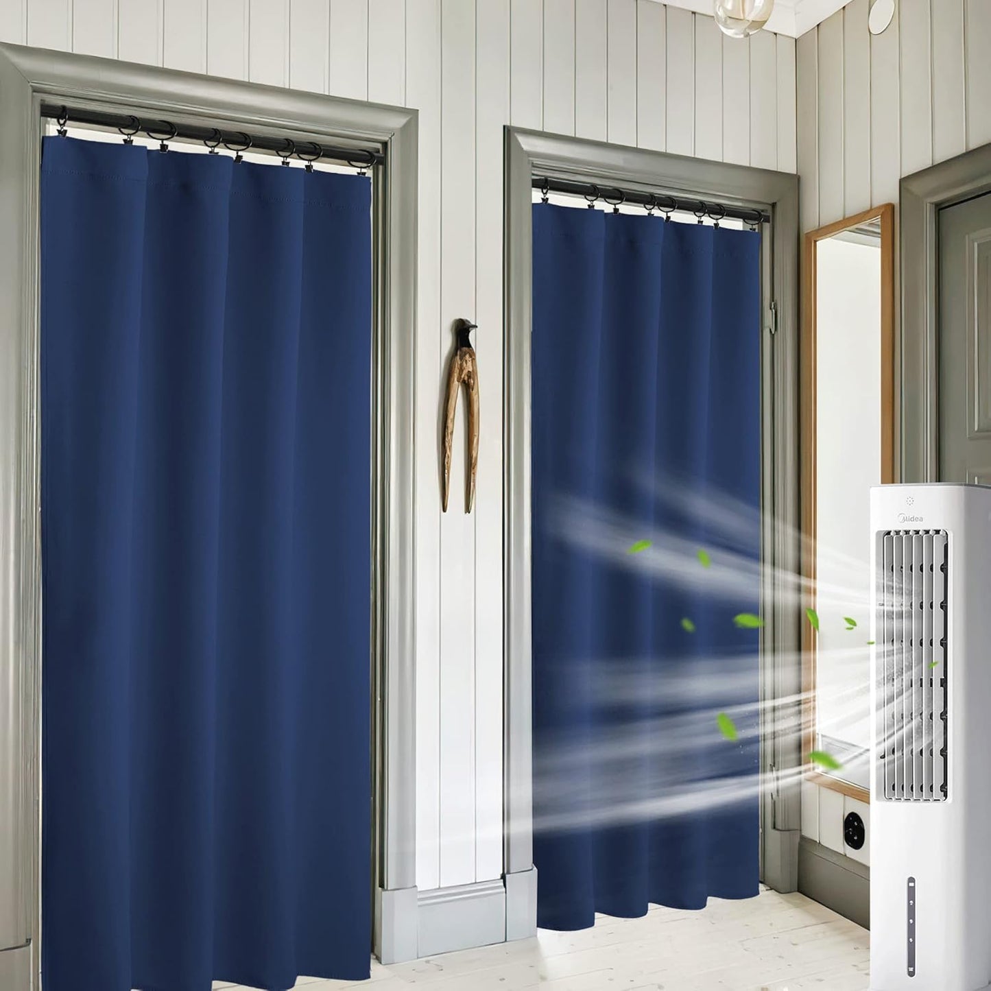 RYB HOME Navy Blue Blackout Curtains 84 inches Long - Country Curtains Window Decor Sunlight Shade