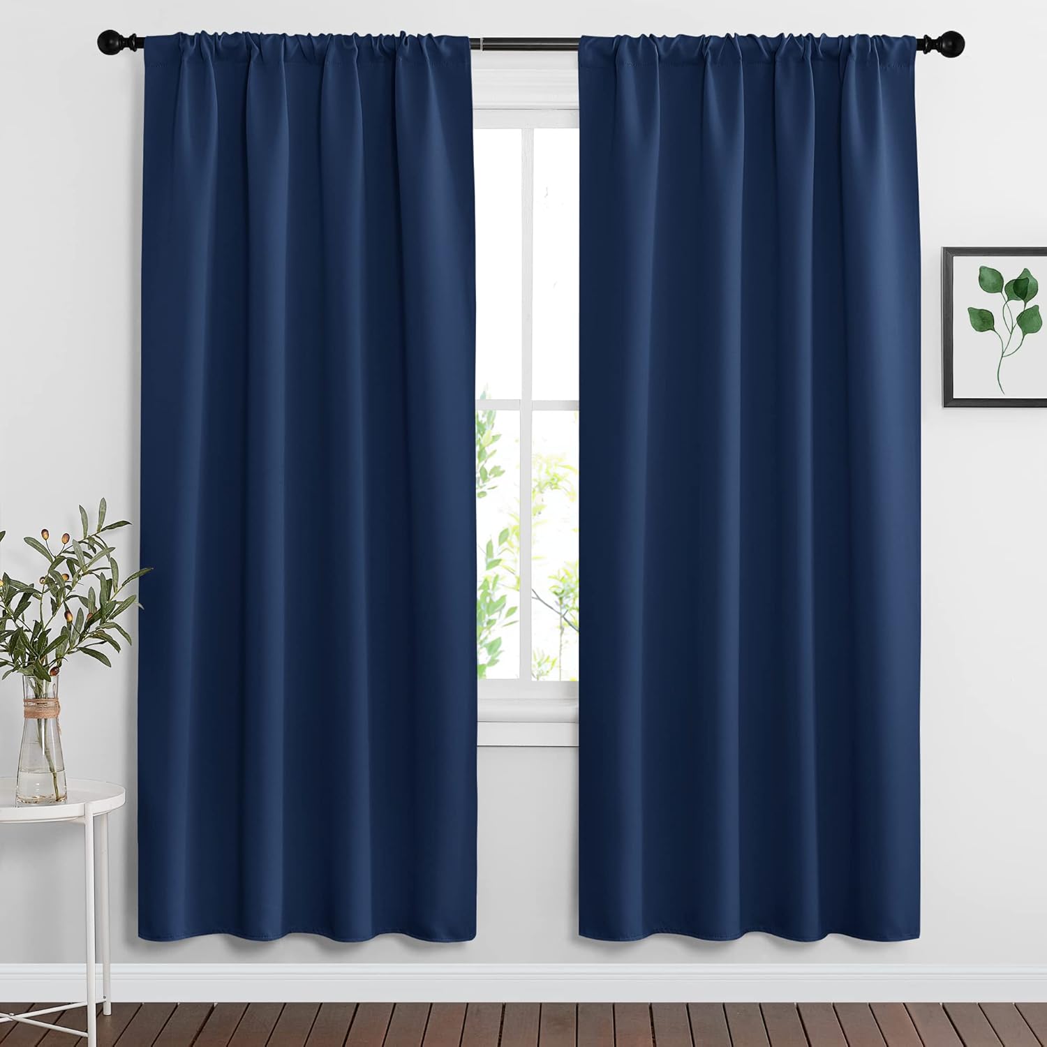 RYB HOME Blackout Curtains Pair - Countryside Portable Drapes with Rod Pocket Hanging Light Block
