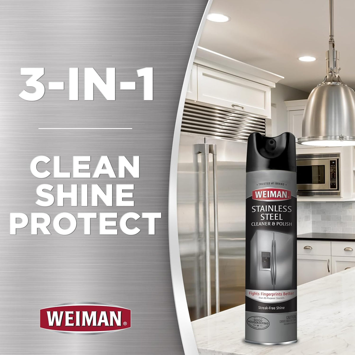 Weiman Stainless Steel Cleaner & Polish Streak-Free Shine - For Refrigerators, Oven, Dishwasher