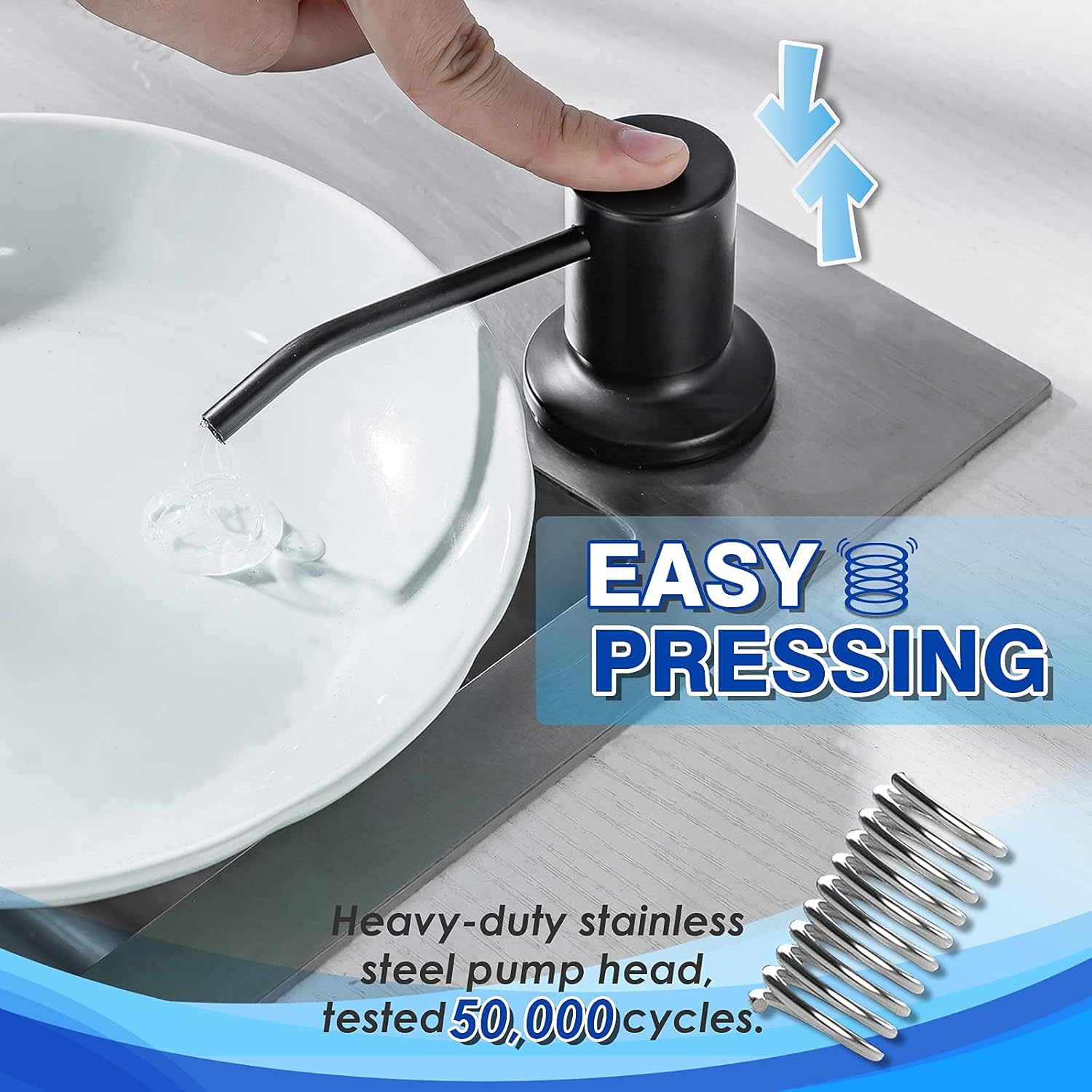Built in Soap Dispenser for Kitchen Sink WEWE, Stainless Steel Matte Black in Counter soap