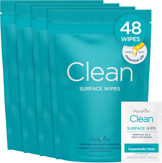 Clean Wipes | Surface Cleaning Wipes | Individually Wrapped Travel Wipes | All Purpose Cleaning