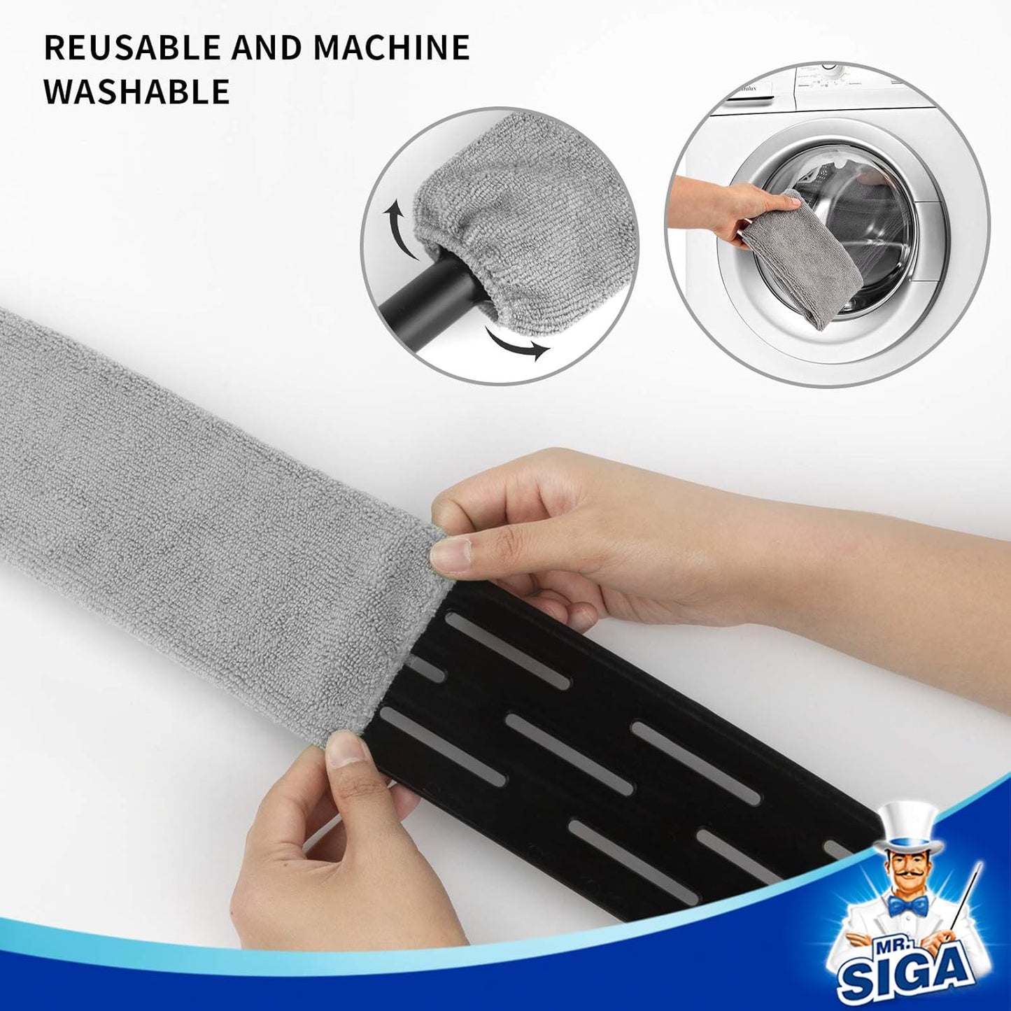 MR.SIGA Flexible Microfiber Long Duster for Gap Cleaning, Stainless Steel Adjustable Handle