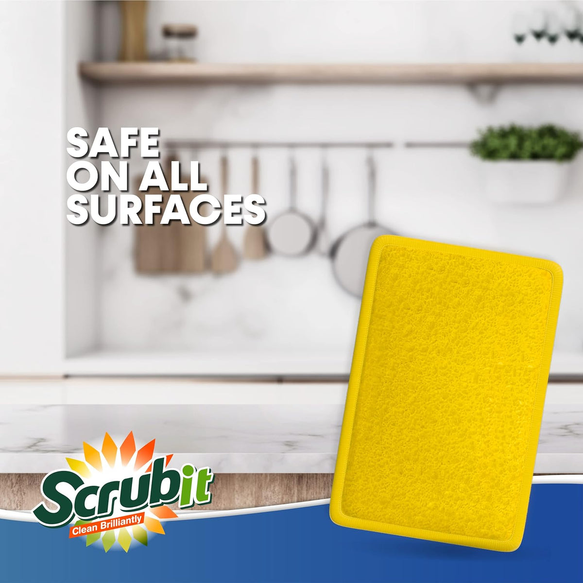 Scrub and Wipe Cleaning Pads [10 Pack] – SCRUBIT Dual Sided Scouring Pad and Sponge - Reusable
