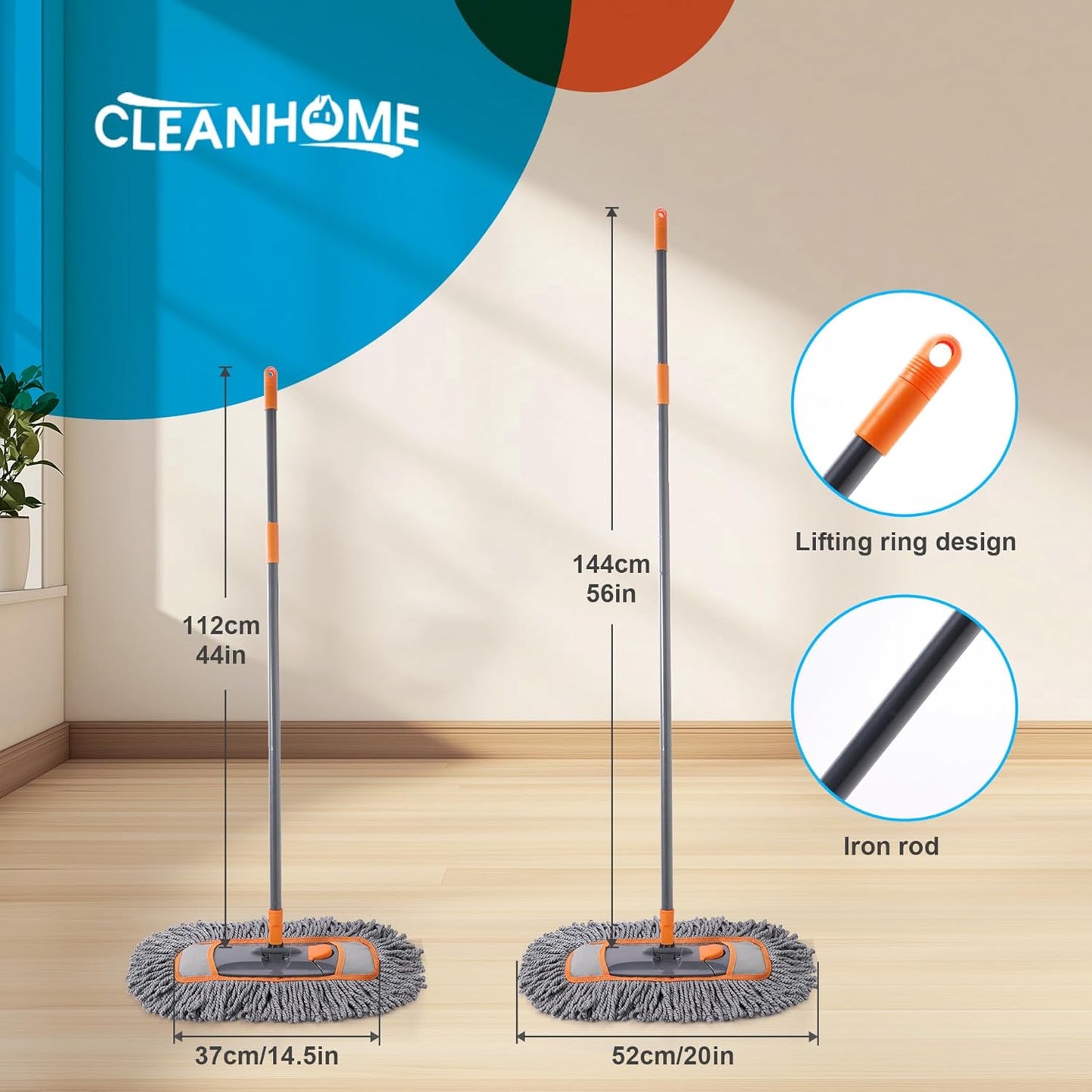 Microfiber Dust Mop for Hardwood Floor Cleaning, Dry and Wet Baseboard and Floor Duster, Household