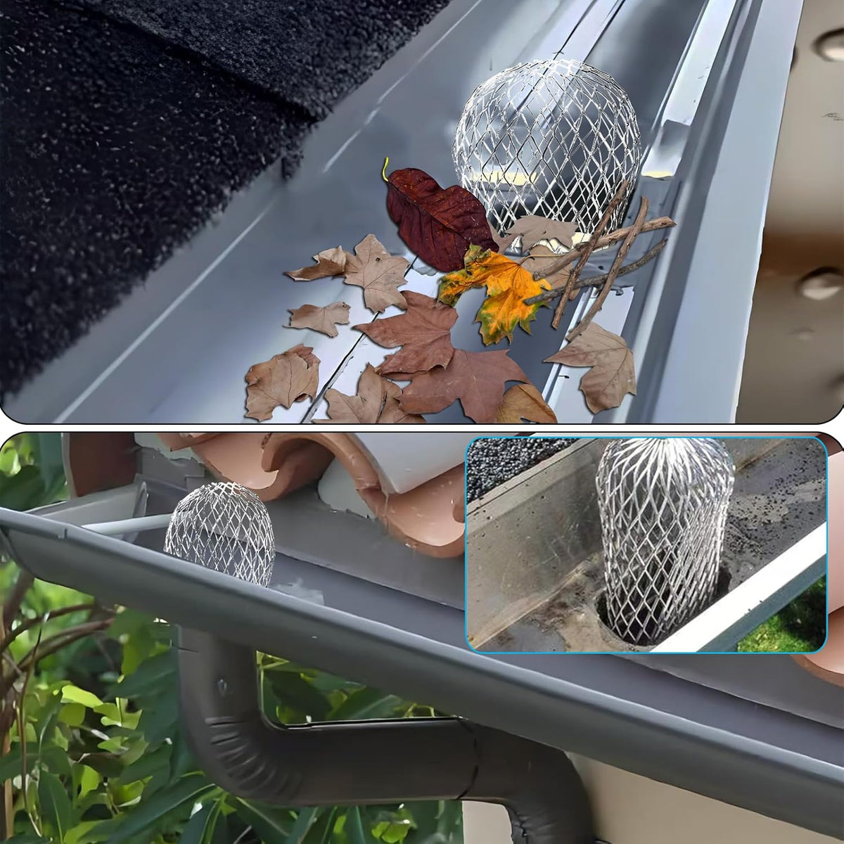 6 Pack Downspout Guard Filter, Gutter Downspout Guard Gutter Guard Strainer Mesh Aluminum