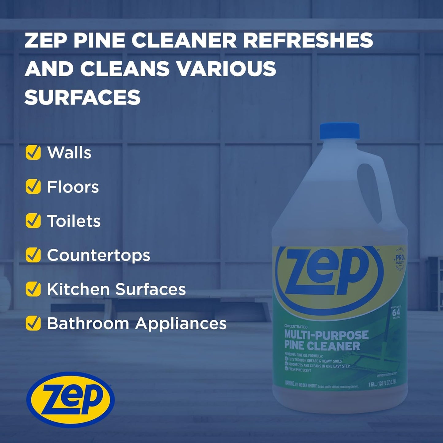 Zep Concentrated Multi-Purpose Pine Cleaner - 128 oz (Case of 4)- ZUMPP128 - Multi-Purpose Cleaner