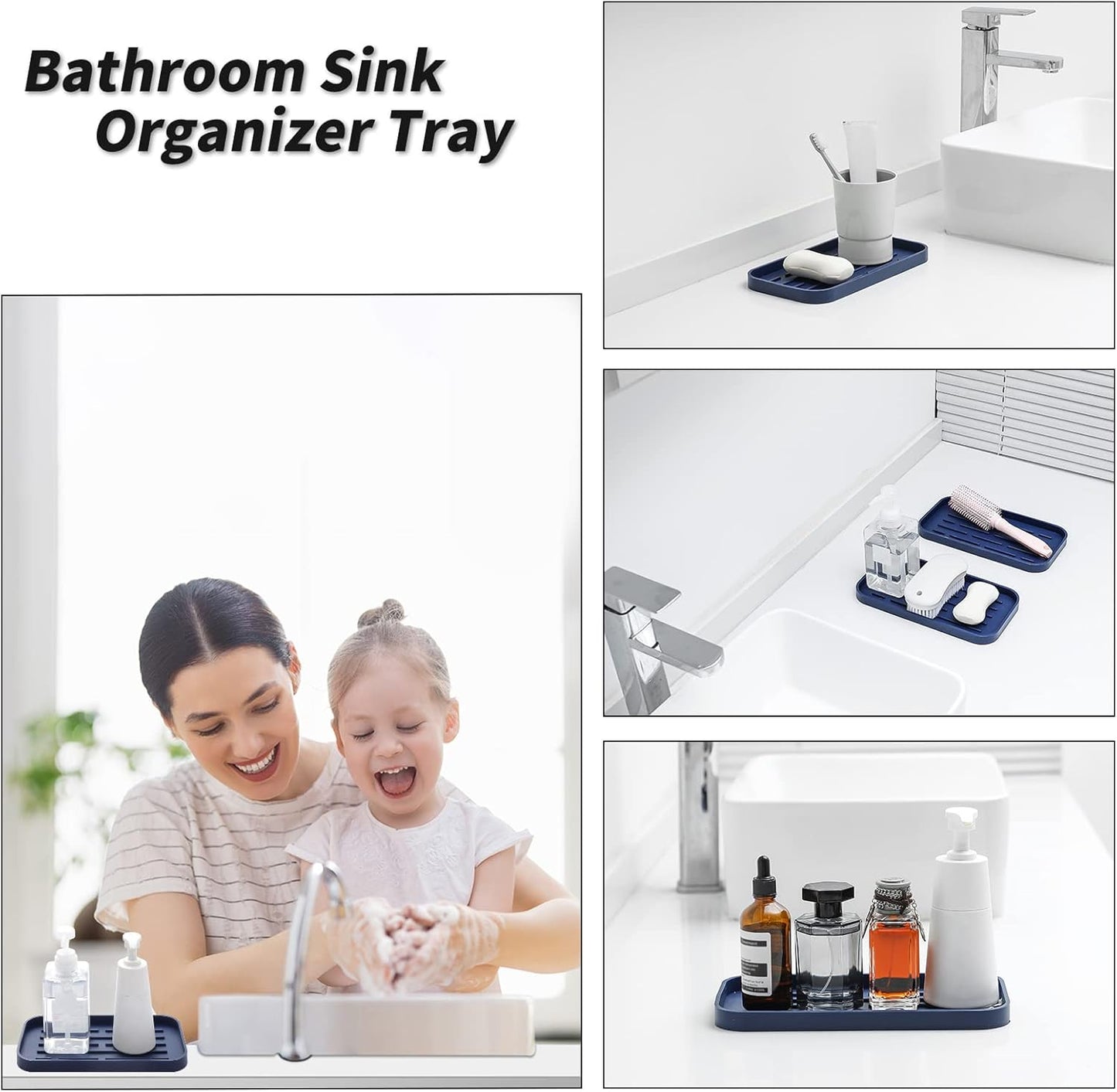 Silicone Kitchen Sink Organizer Tray for Multiple Usage,Eco-Friendly Sponges Holder for Kitchen