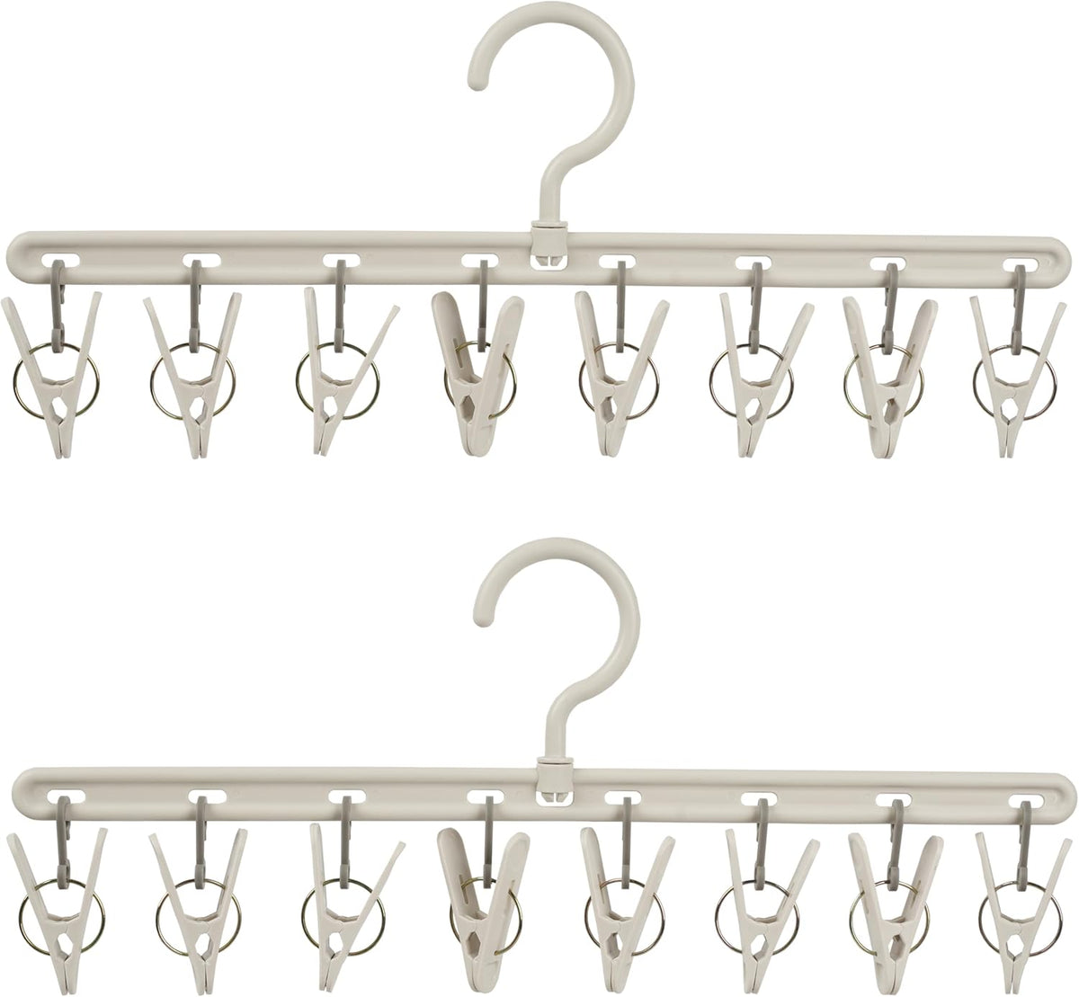Clothes Hanger 2 Pack with 8 Clips,Clothes Drying Racks Windproof for Drying Socks Bras Underwears