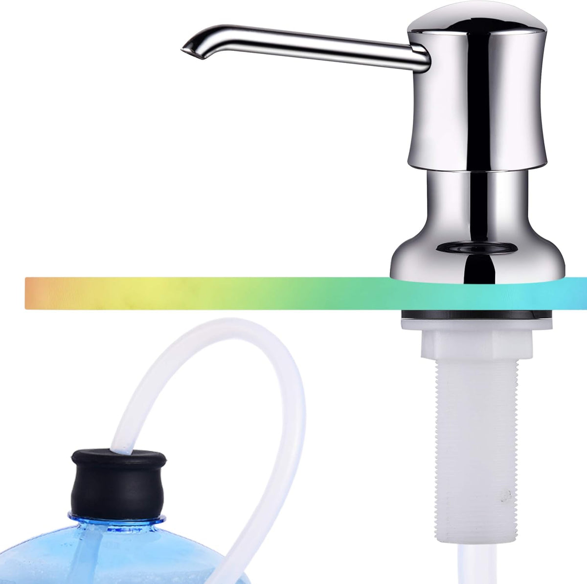 Sink Soap Dispenser for Kitchen Sink Chrome Upgrade with 40" Silicone Extension Tube Kit, Connect