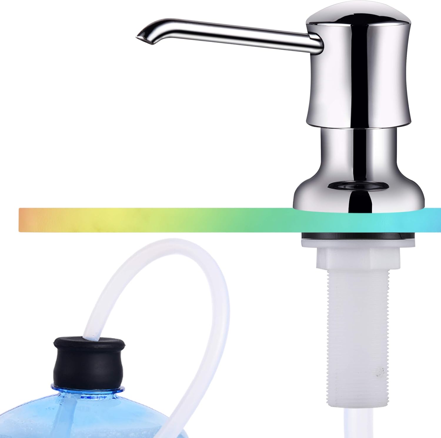 Sink Soap Dispenser for Kitchen Sink Chrome Upgrade with 40" Silicone Extension Tube Kit, Connect