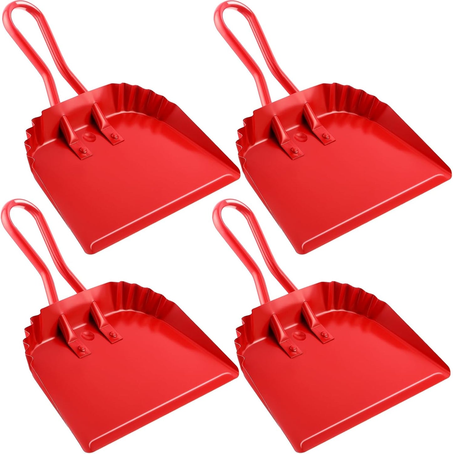 Mumufy 4 Pack 12 inch Heavy Duty Metal Dustpan Large Wide Dust Pans for Household Handheld Wide